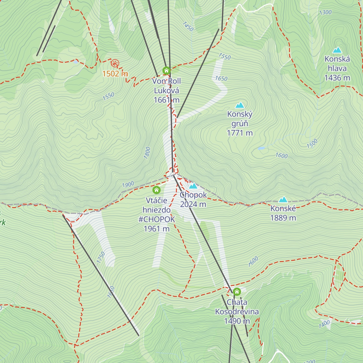 Kamenná chata pod Chopkom map