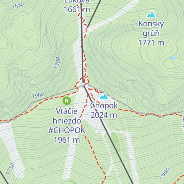 Map of Kamenná chata pod Chopkom