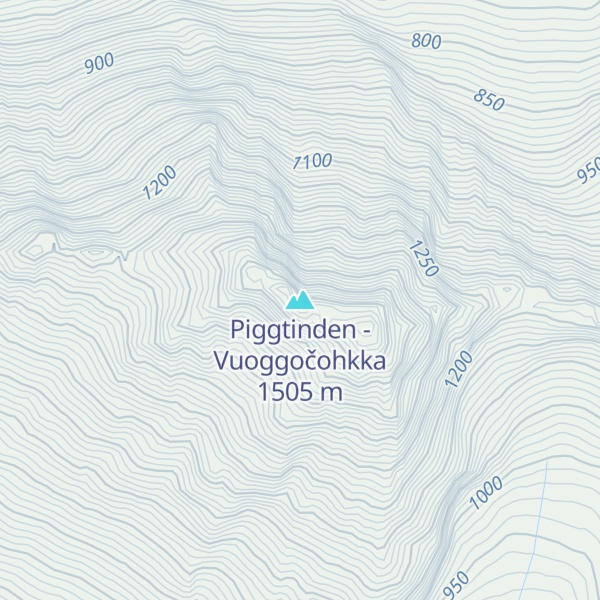 Map of Piggtinden - Vuoggočohkka