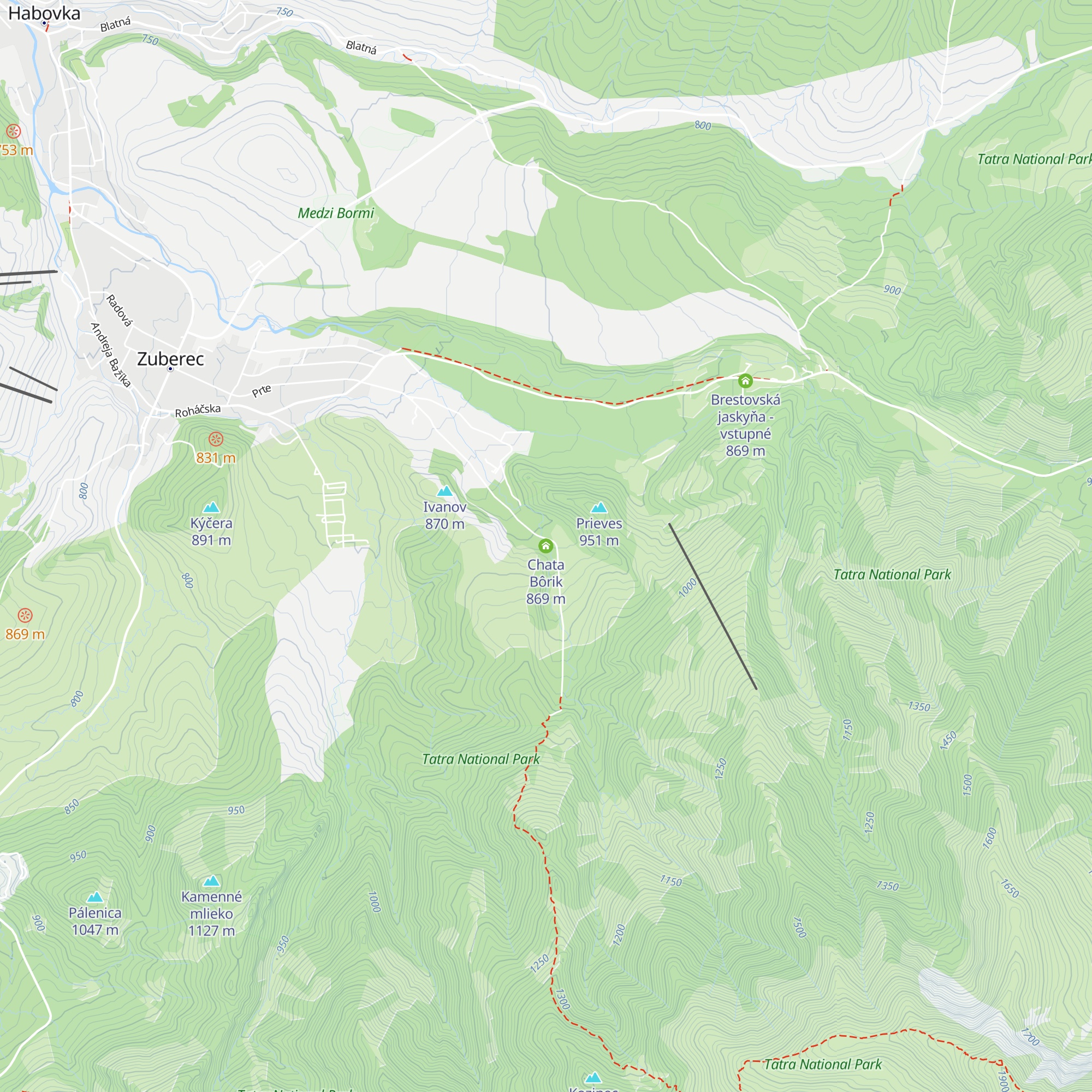 Chata Bôrik map