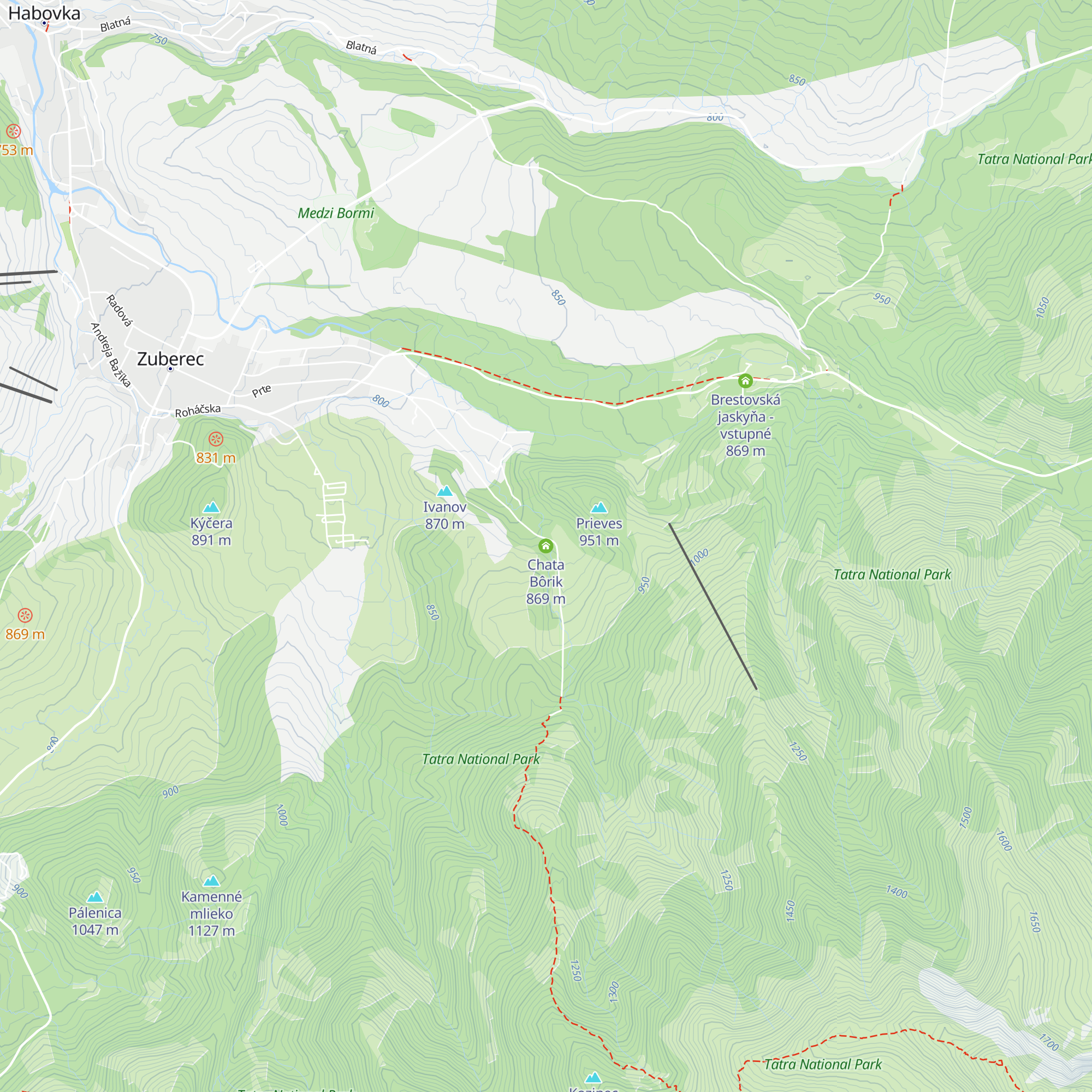Chata Bôrik map