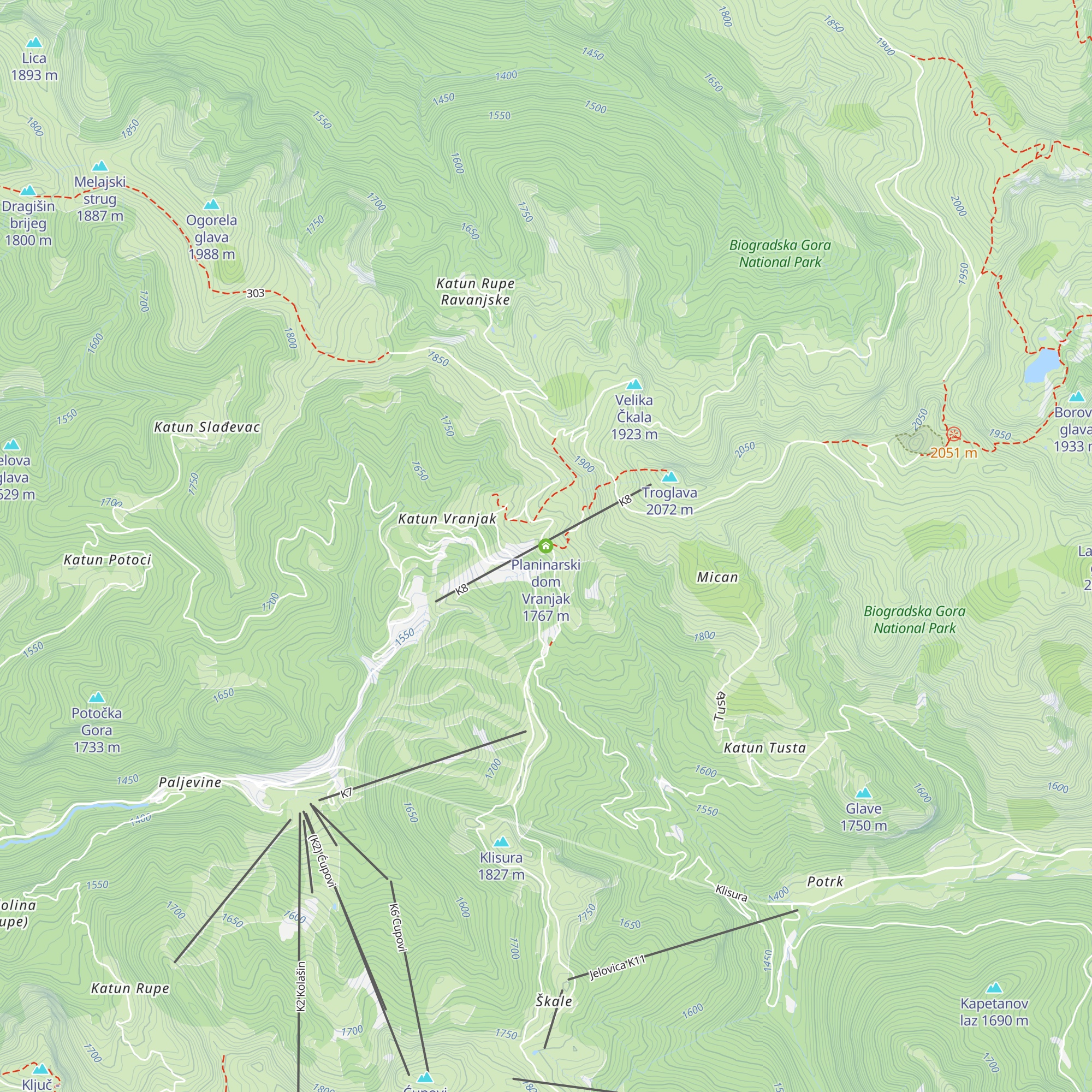 Planinarski dom Vranjak map