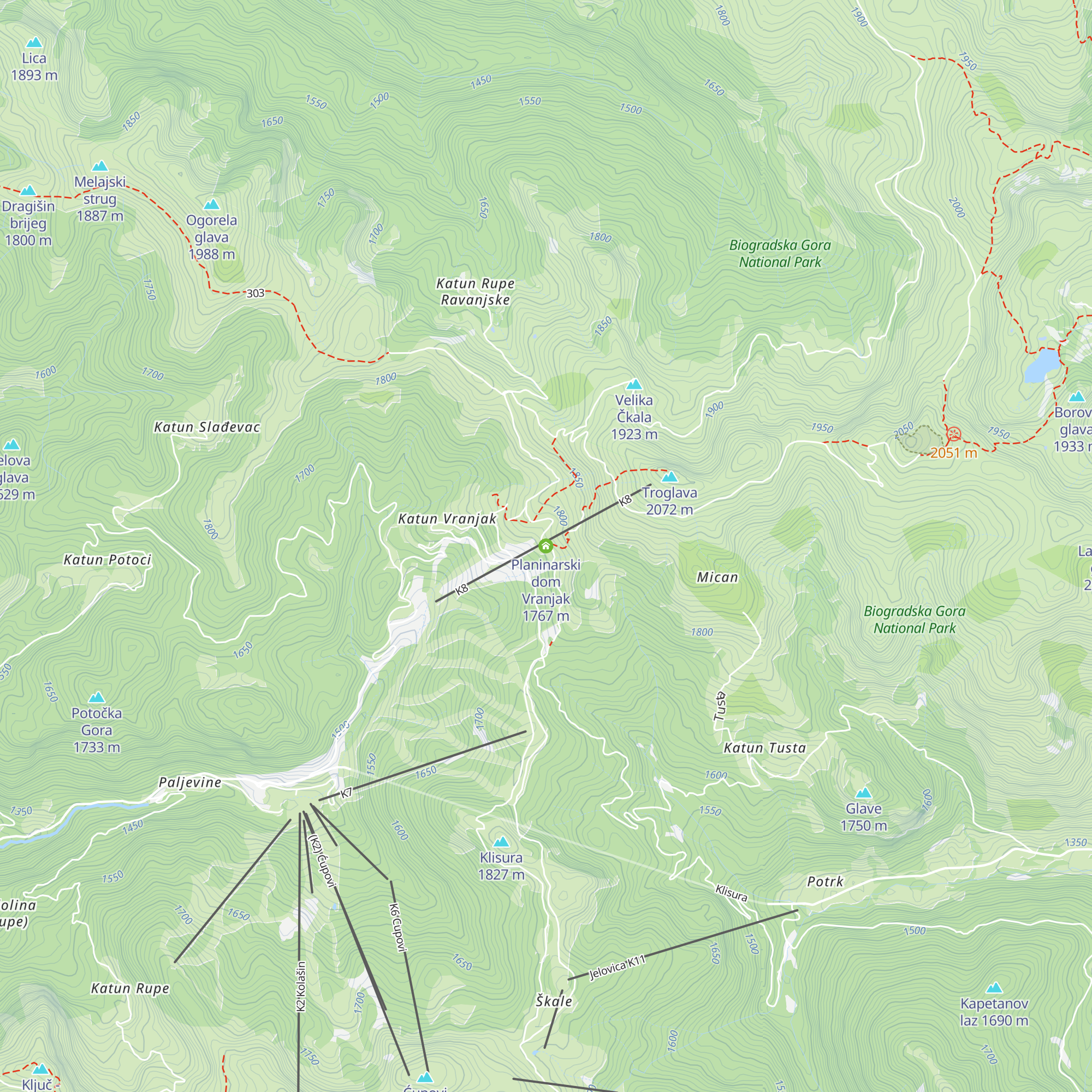 Planinarski dom Vranjak map