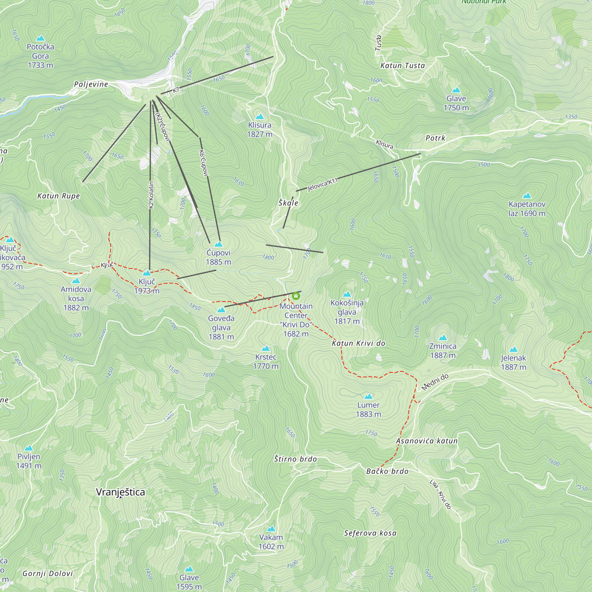 Mountain Center "Krivi Do" map
