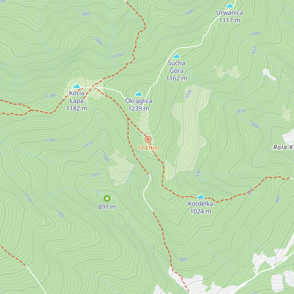Szałas na hali Krupowej map