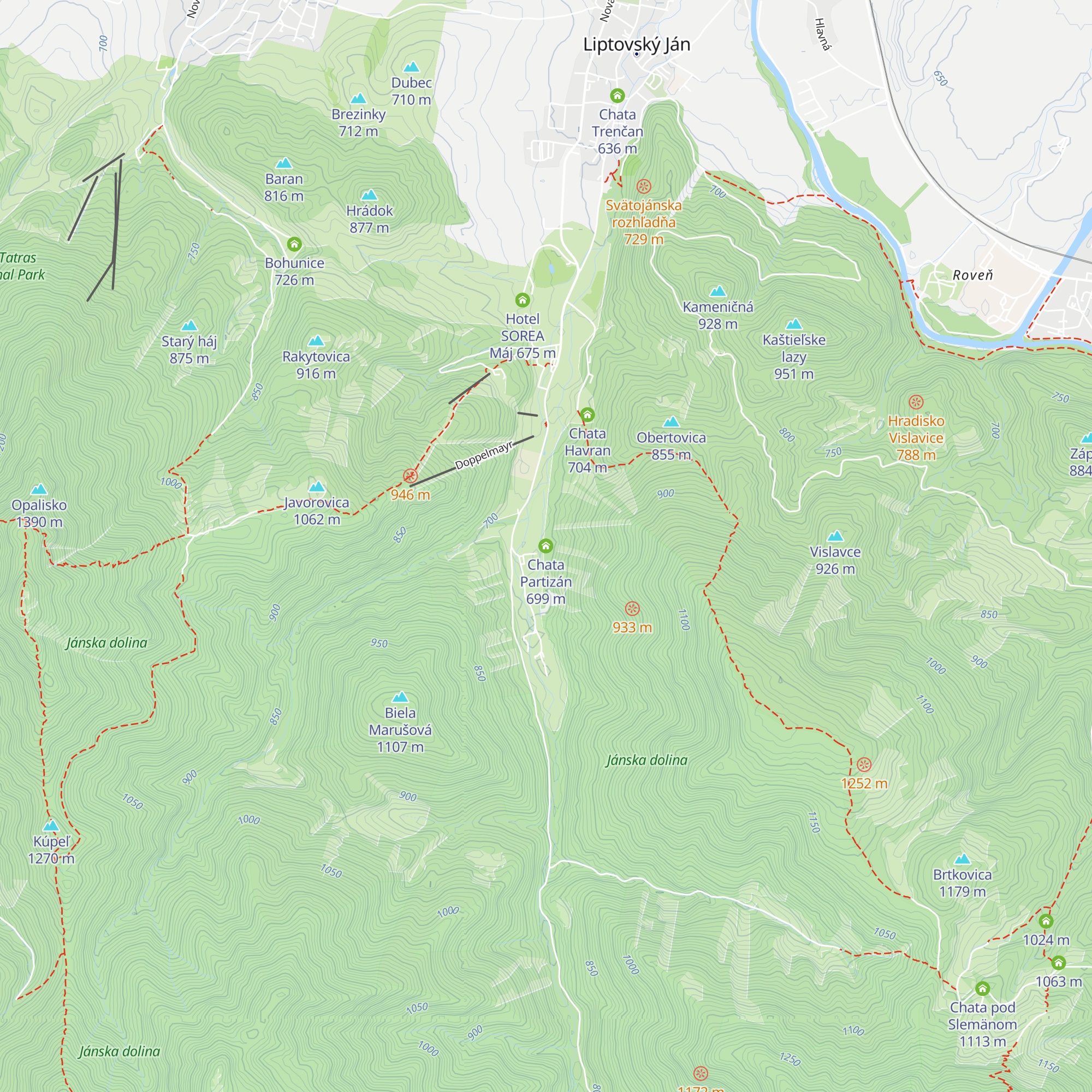Chata Partizán map