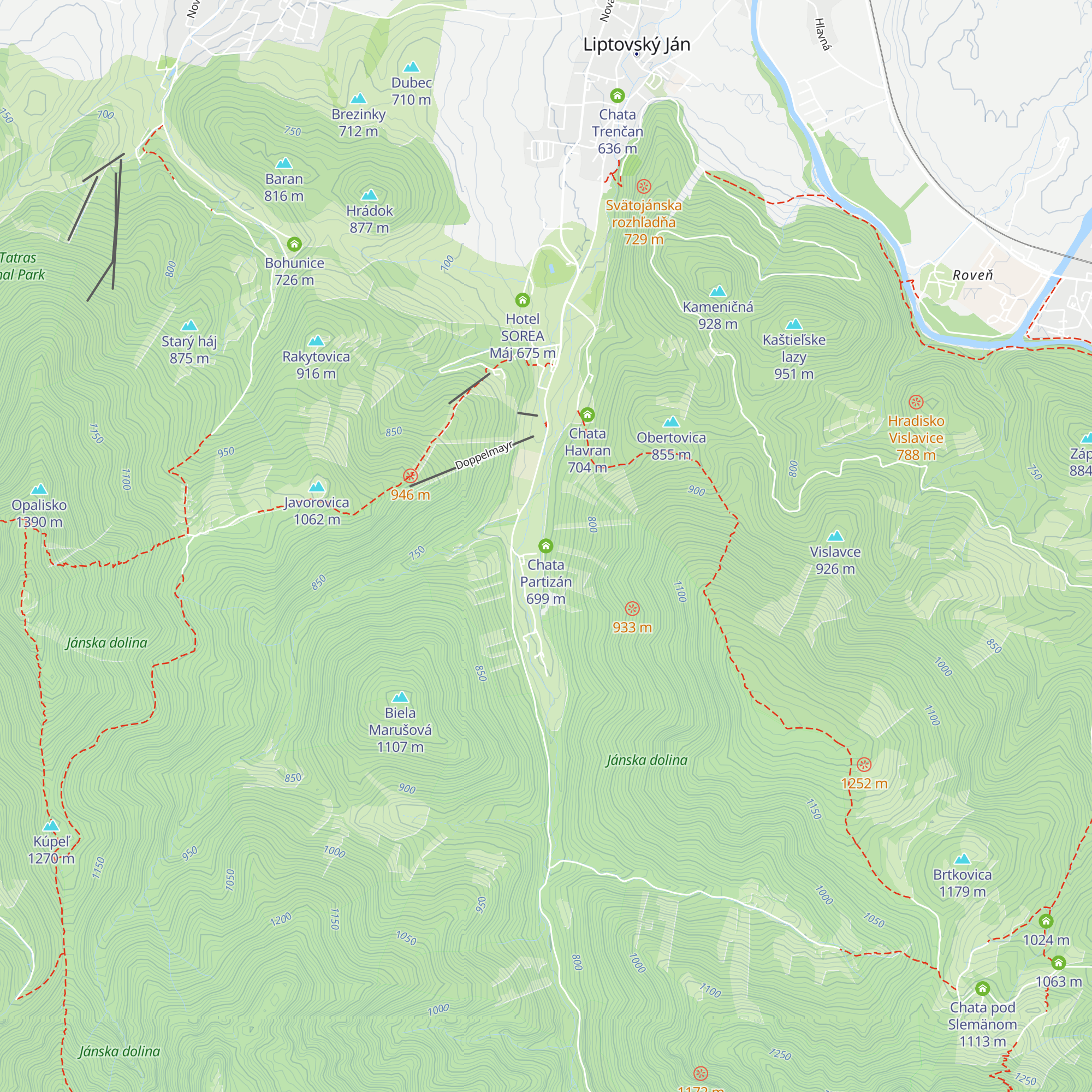Chata Partizán map