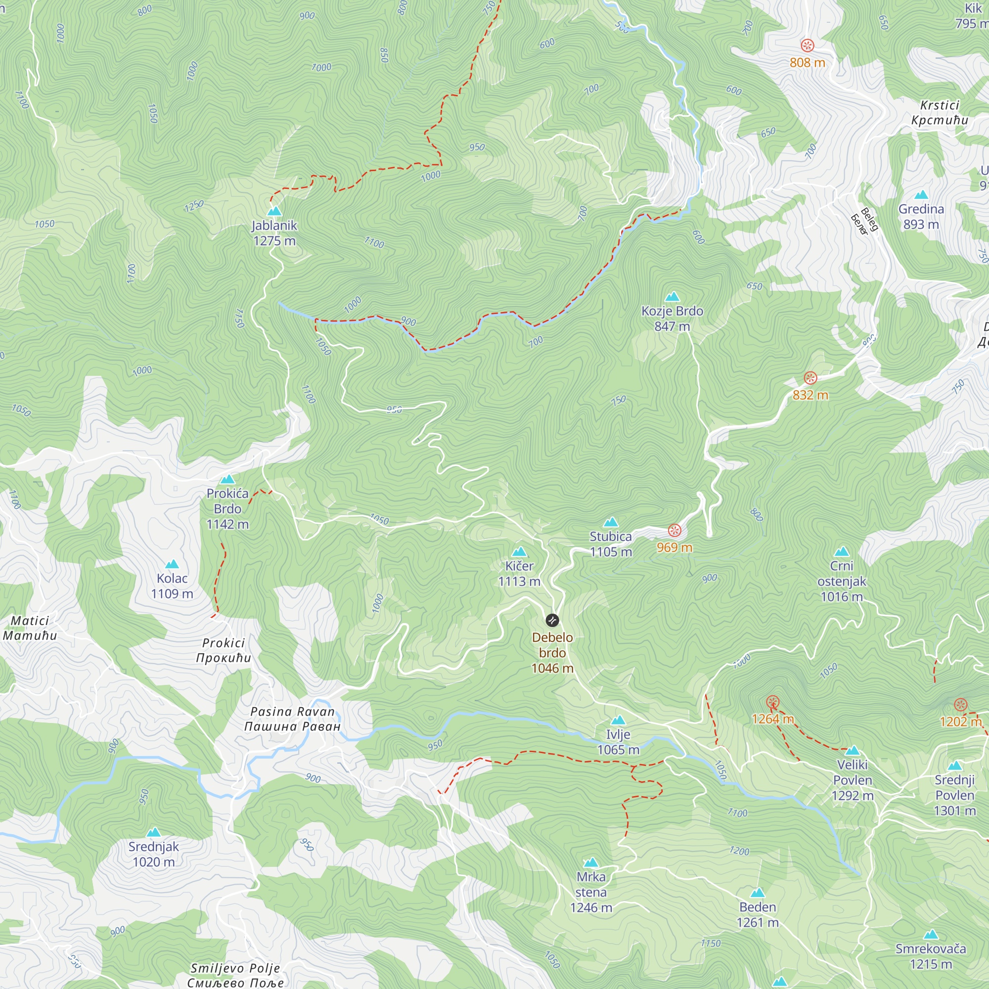 Planinarski dom „Debelo brdo” map