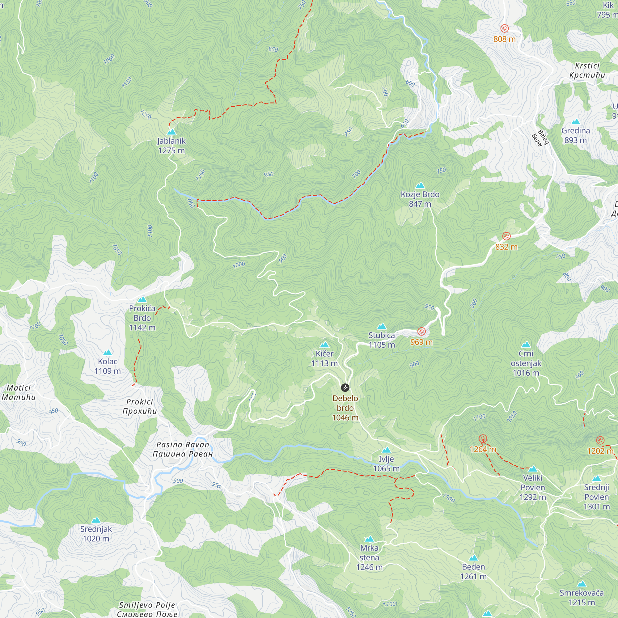 Planinarski dom „Debelo brdo” map
