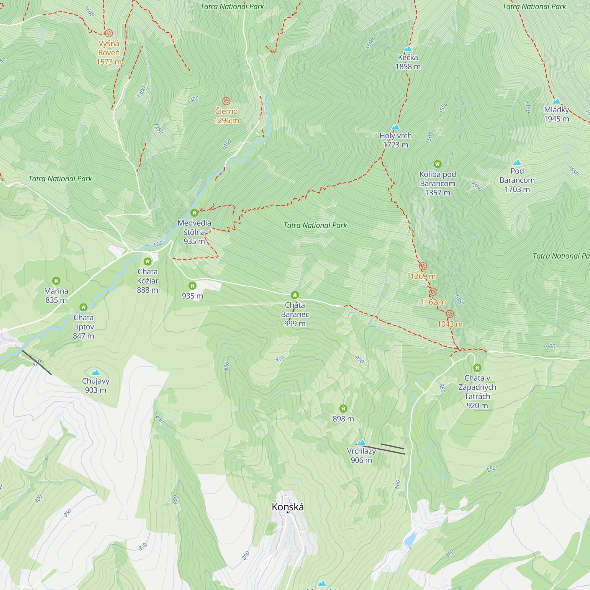 Chata Baranec map