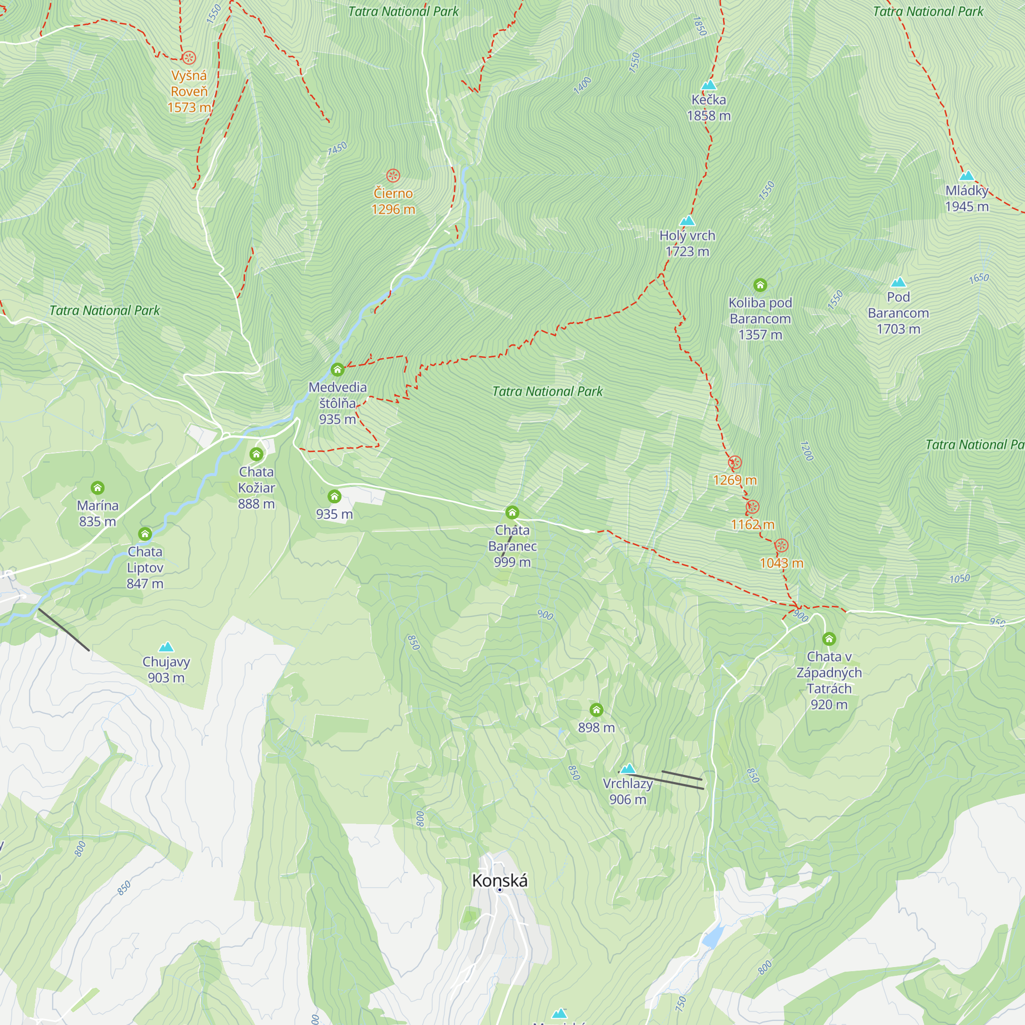 Chata Baranec map