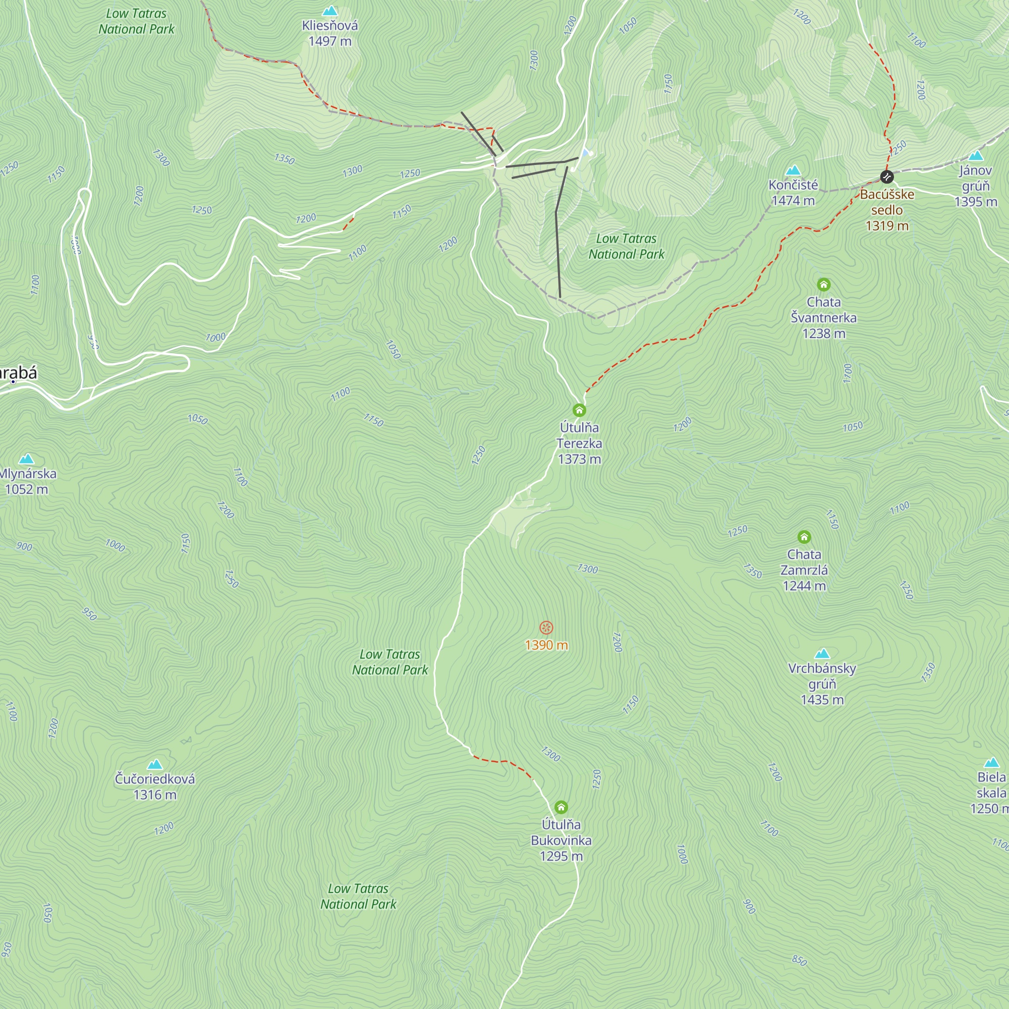 Útulňa Barborka map