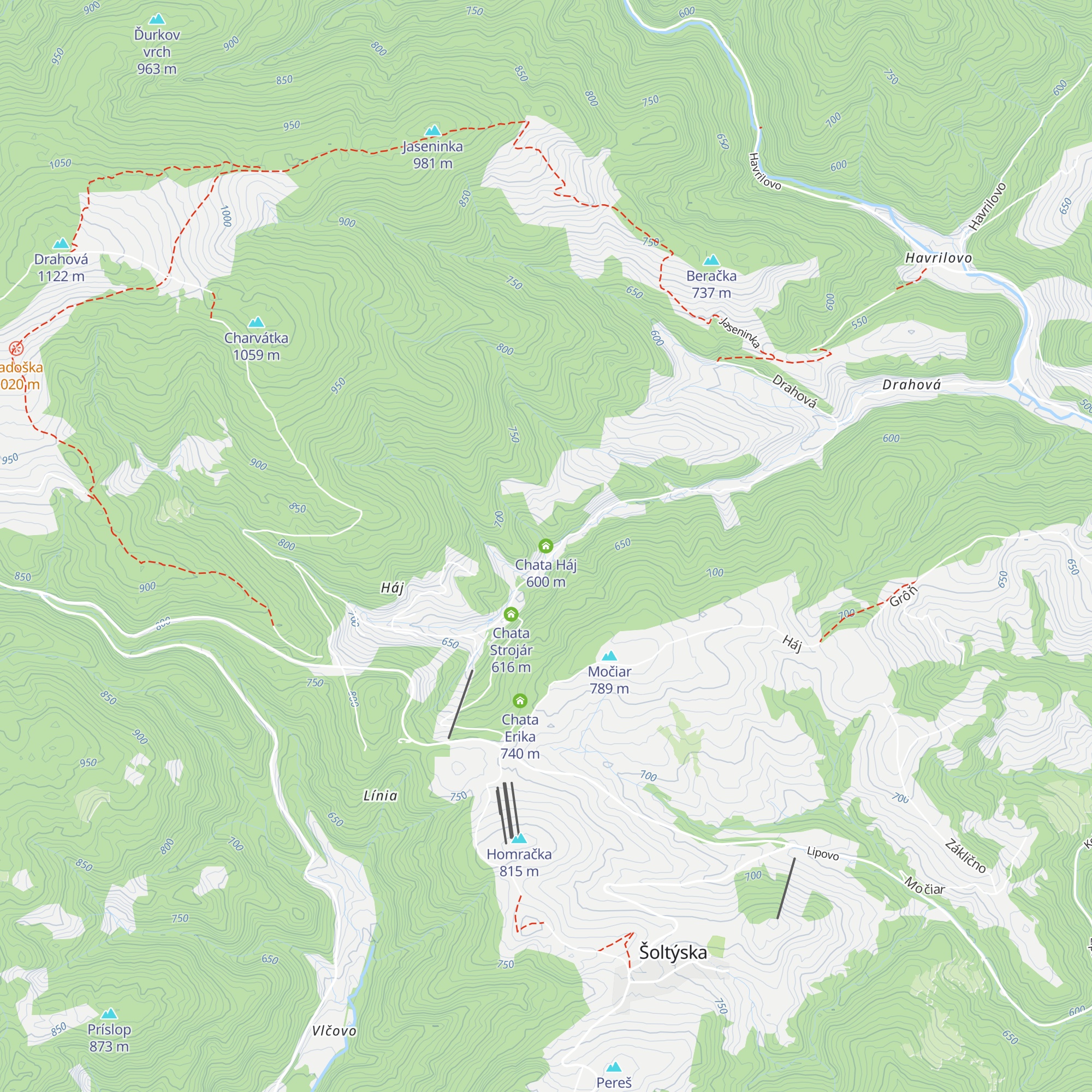 Chata Háj map