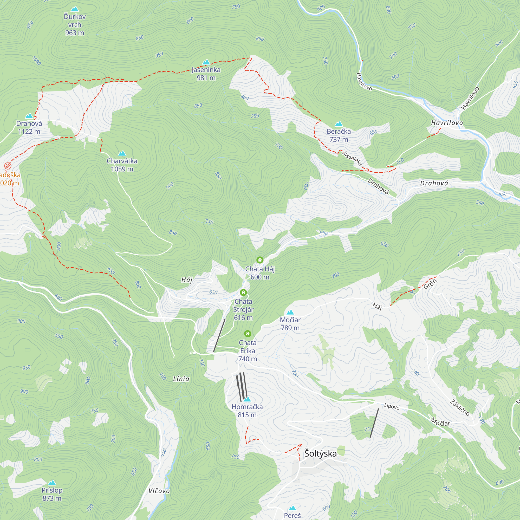 Chata Háj map