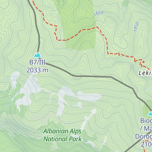 Map of Tomova glava / Maja e Kapurranit (B7/V)