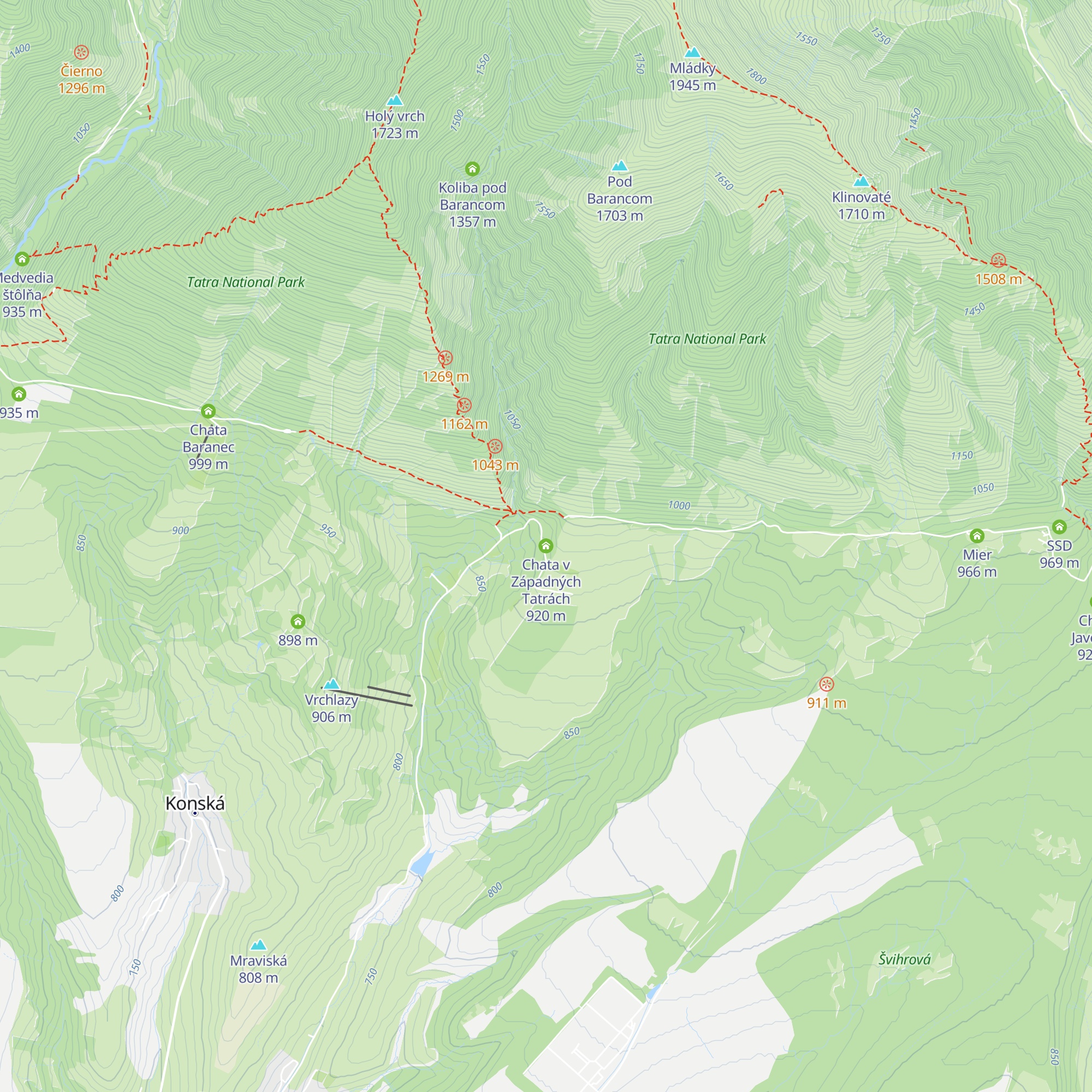 Chata v Západných Tatrách map