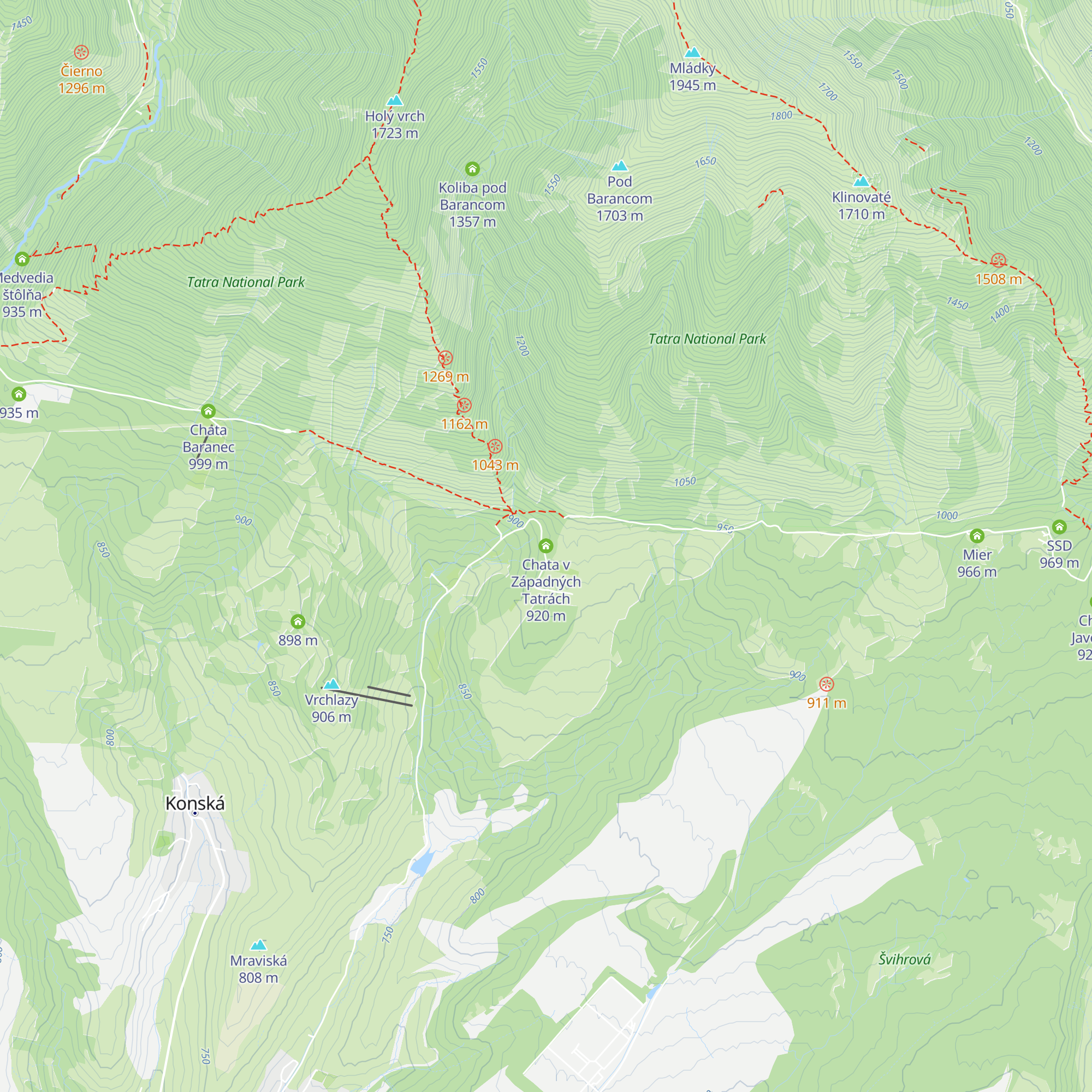 Chata v Západných Tatrách map