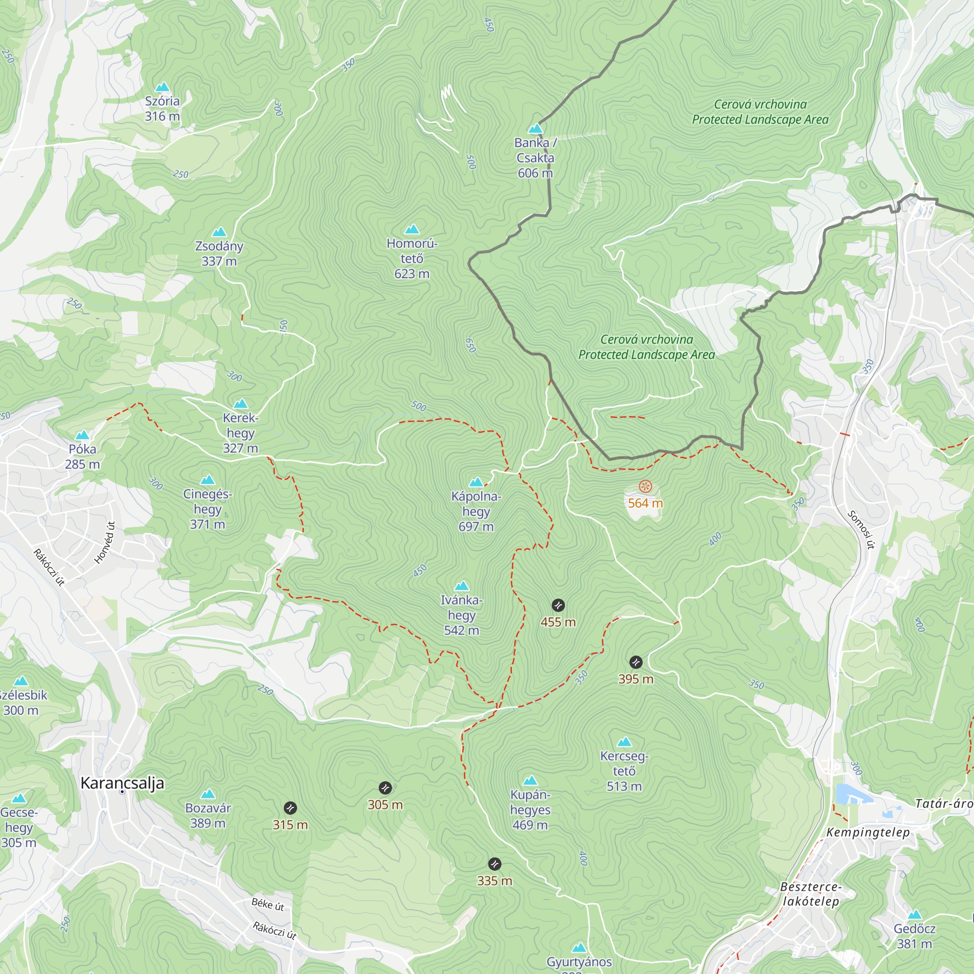 Karancs Remetelak menedékház map