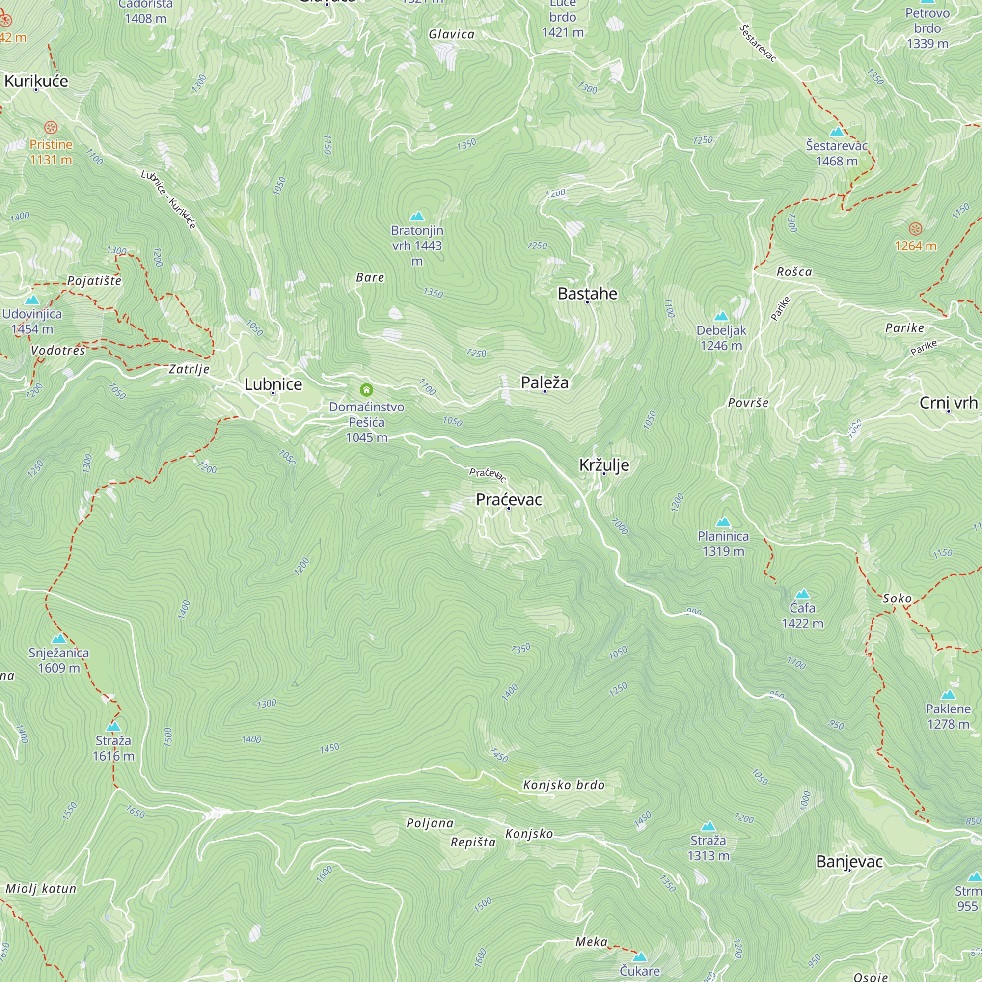 Planinarski dom Praćevac map