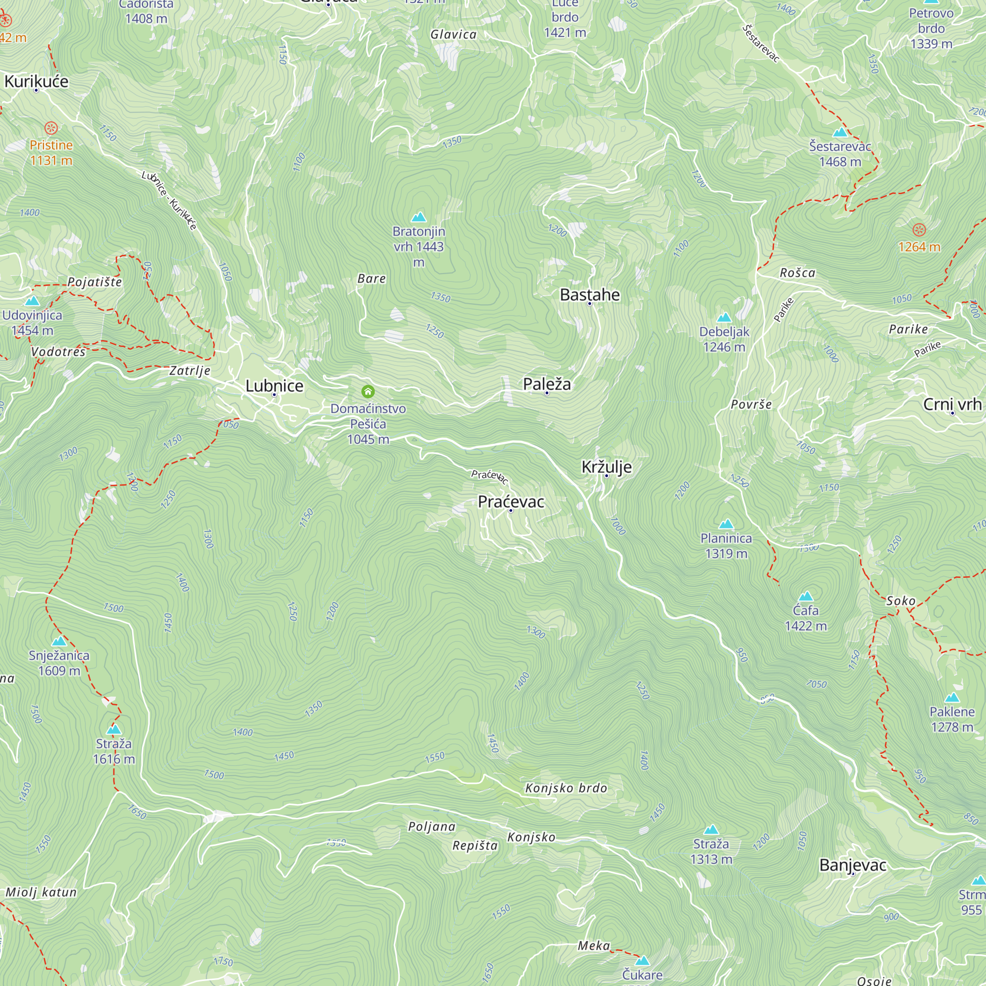 Planinarski dom Praćevac map
