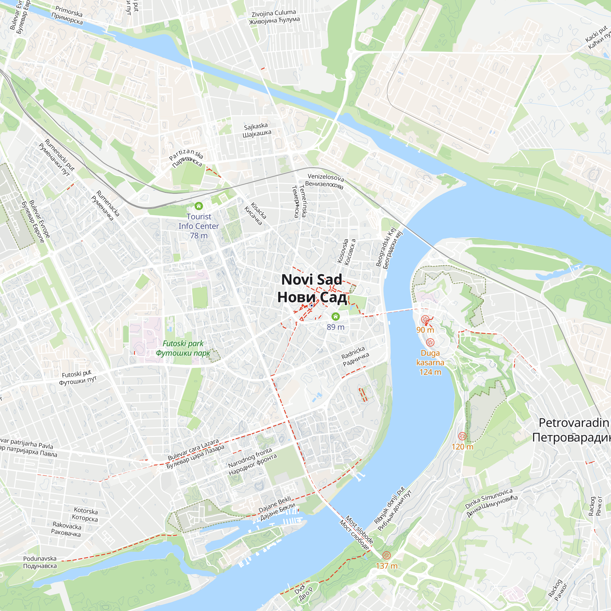 Novi Sad Tourist Info Center map