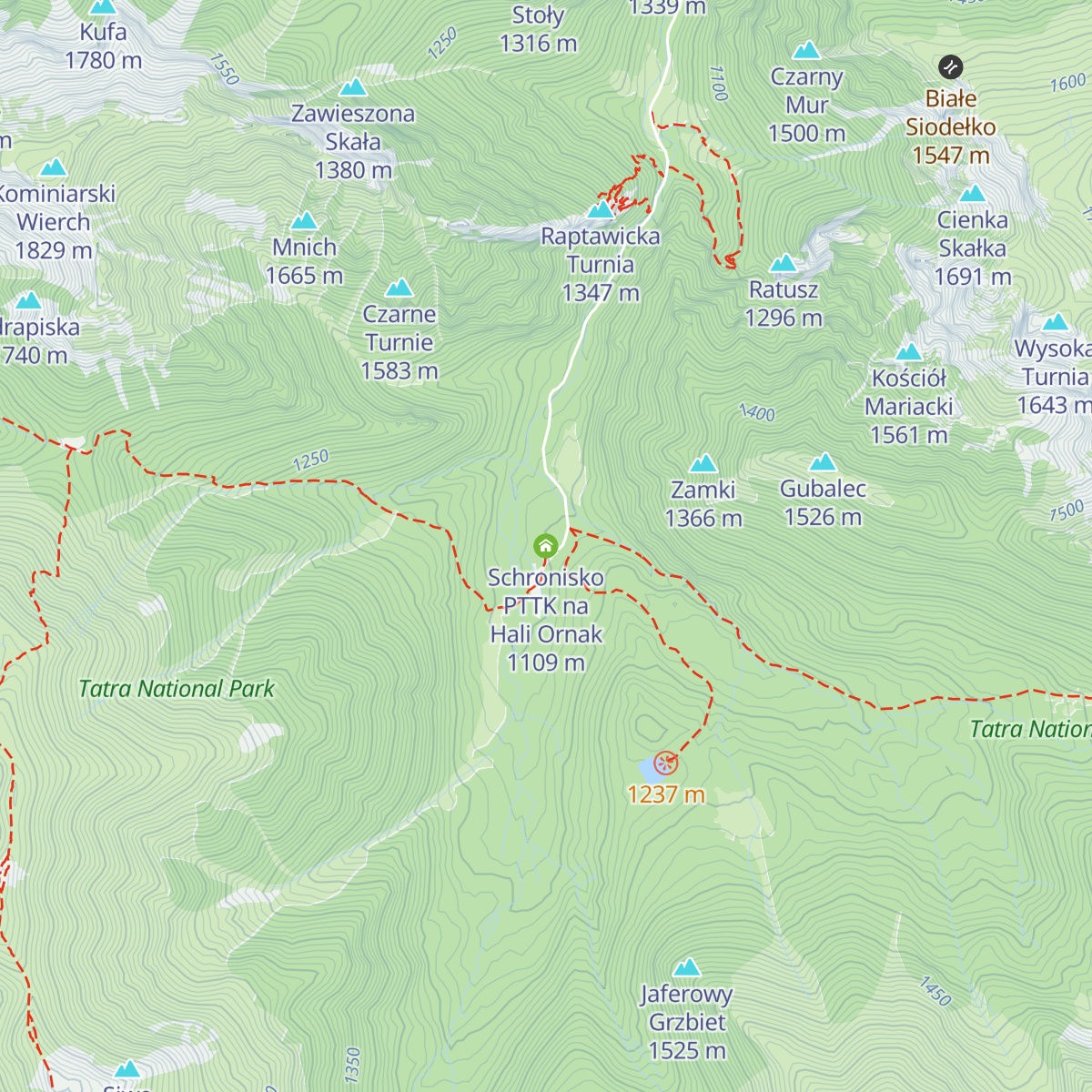 Schronisko PTTK na Hali Ornak map
