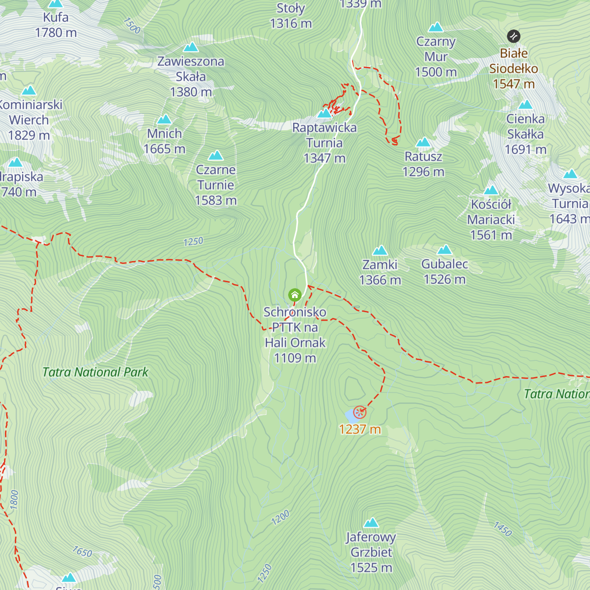 Schronisko PTTK na Hali Ornak map