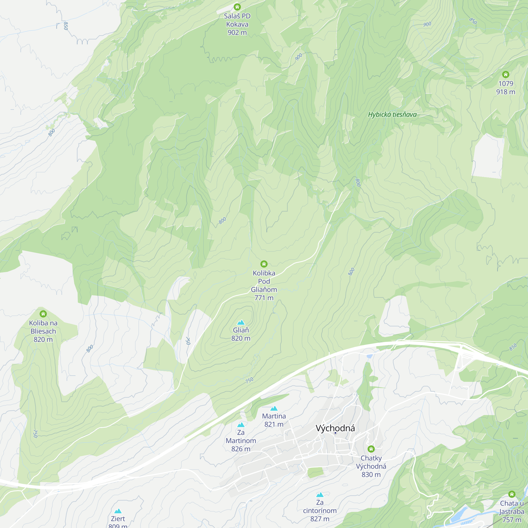 Kolibka Pod Gliaňom map