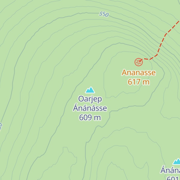 Map of Oarjep Ánánásse