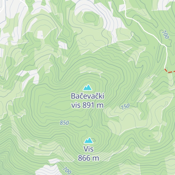Map of Bačevački vis