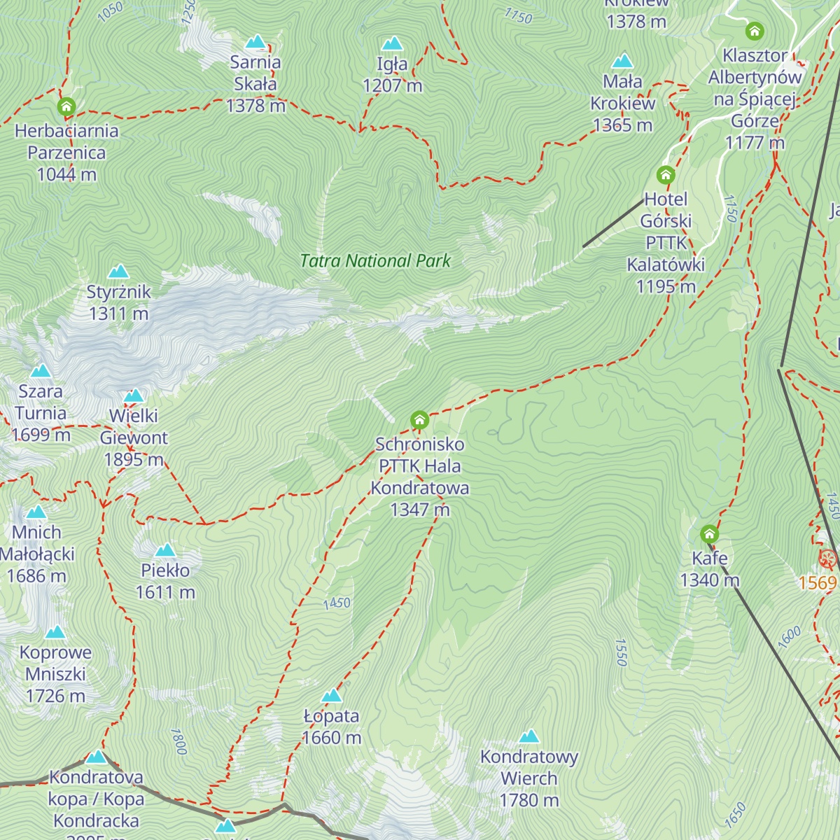 Schronisko PTTK Hala Kondratowa map