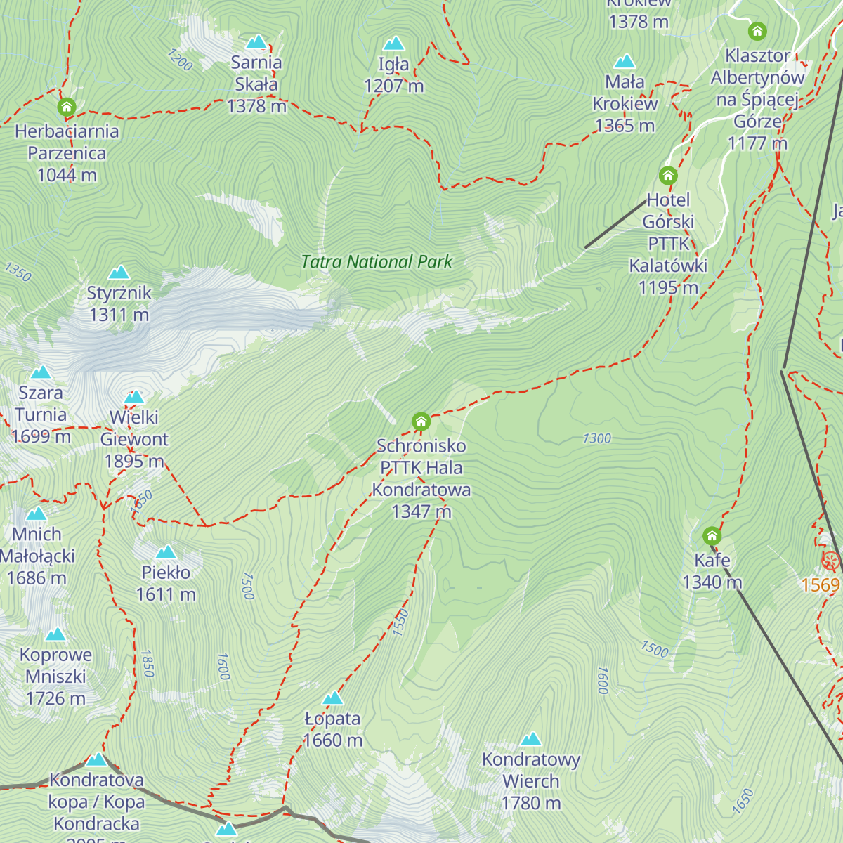 Schronisko PTTK Hala Kondratowa map