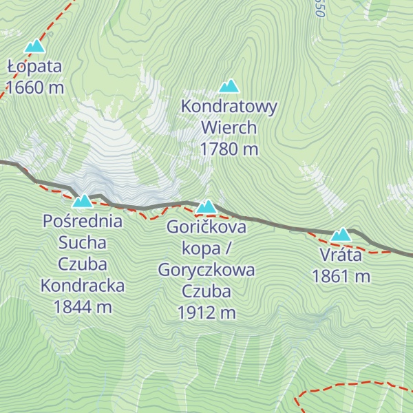 Map of Goričkova kopa / Goryczkowa Czuba