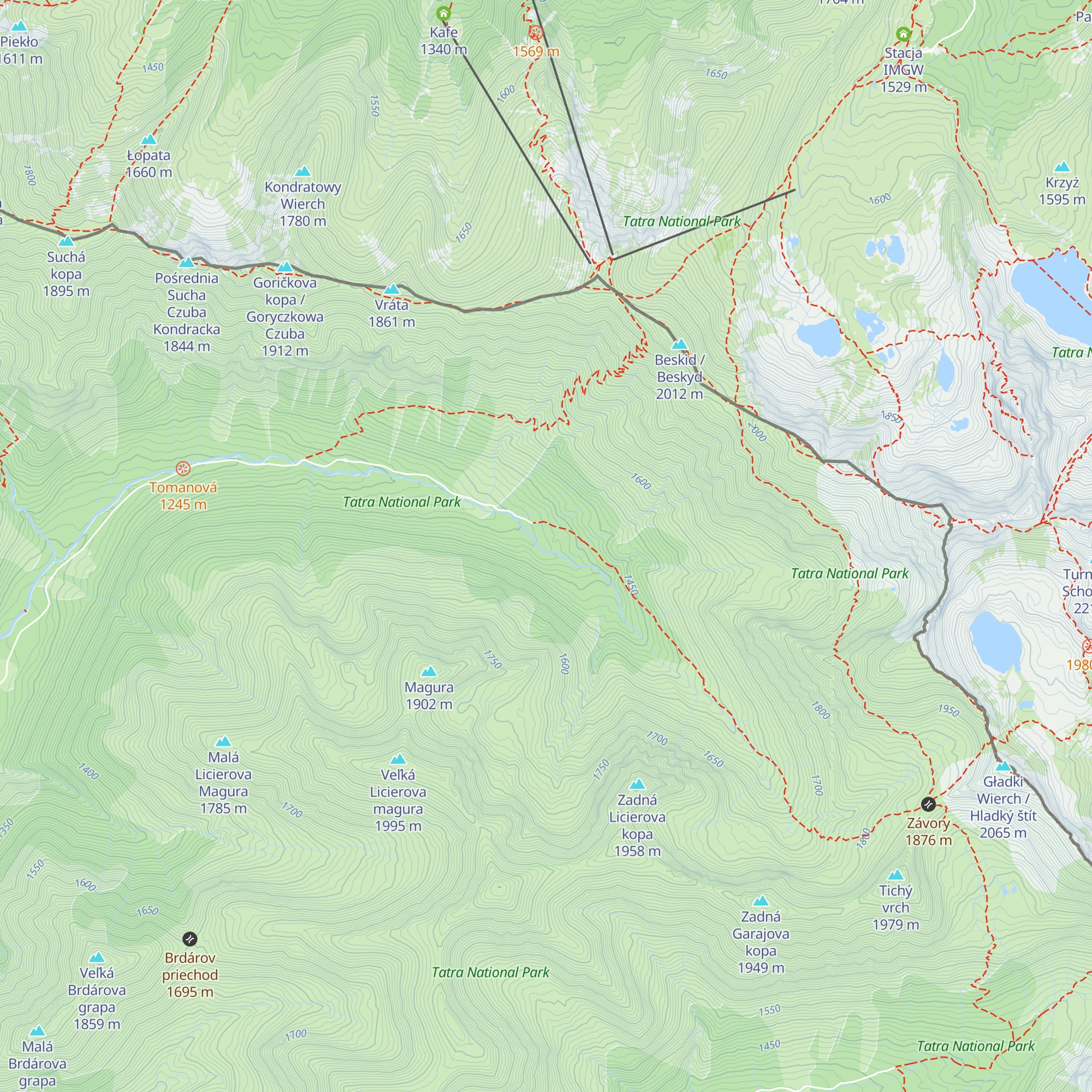 Chata Zadná Tichá map