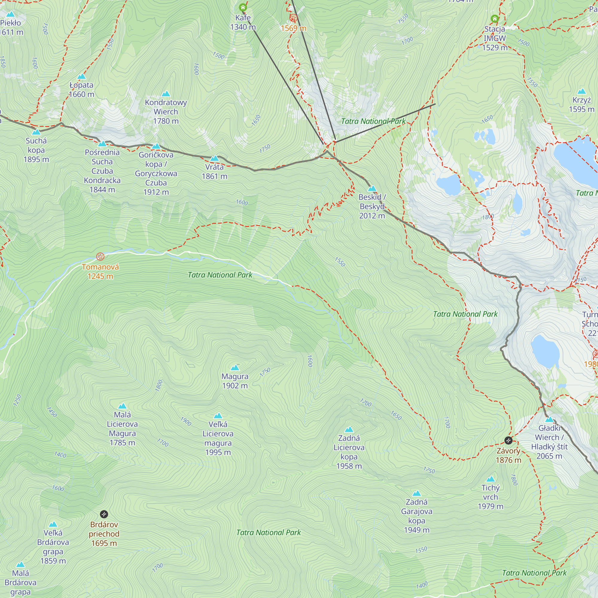 Chata Zadná Tichá map