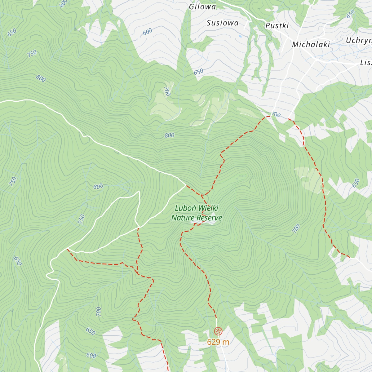 Schronisko PTTK na Luboniu Wielkim map