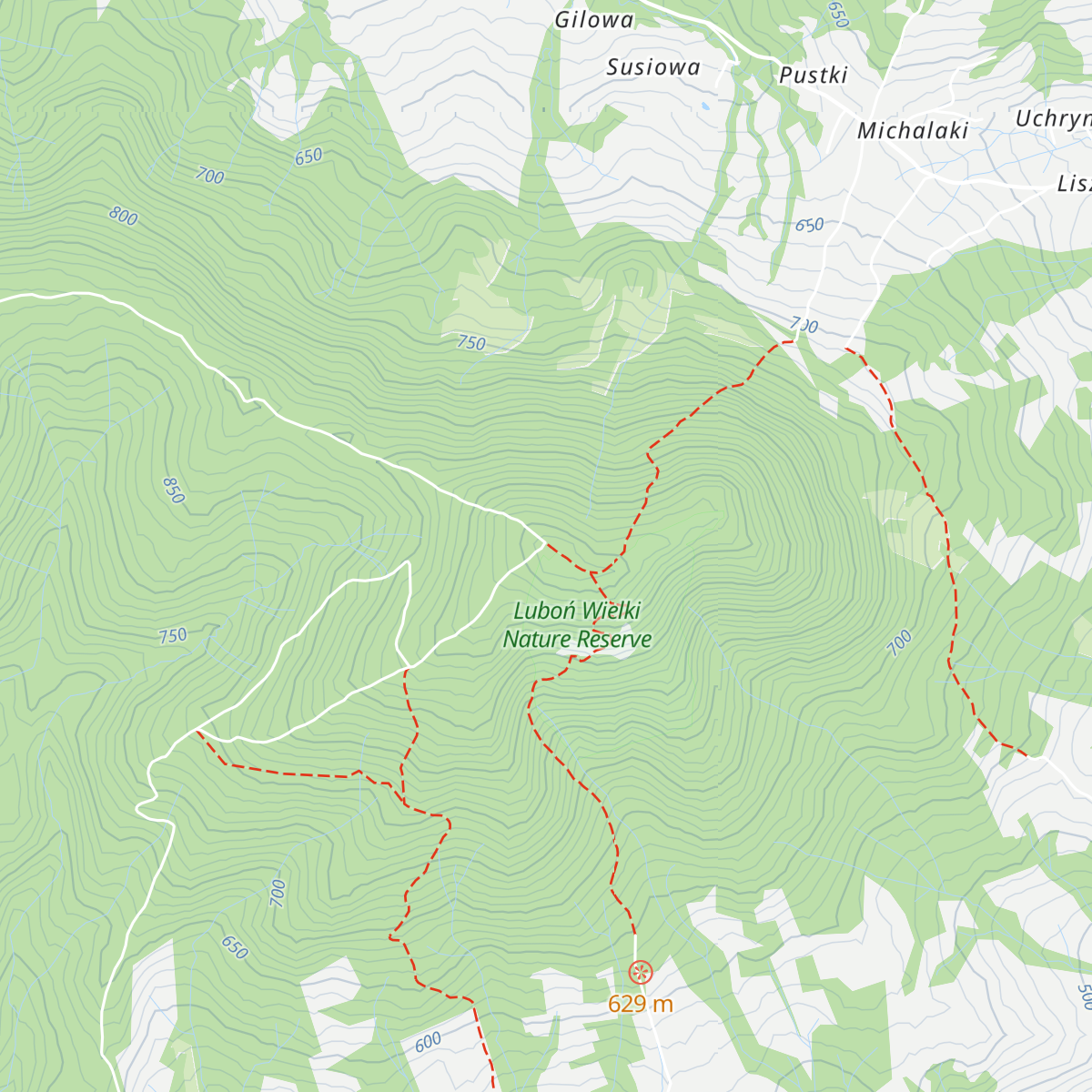 Schronisko PTTK na Luboniu Wielkim map