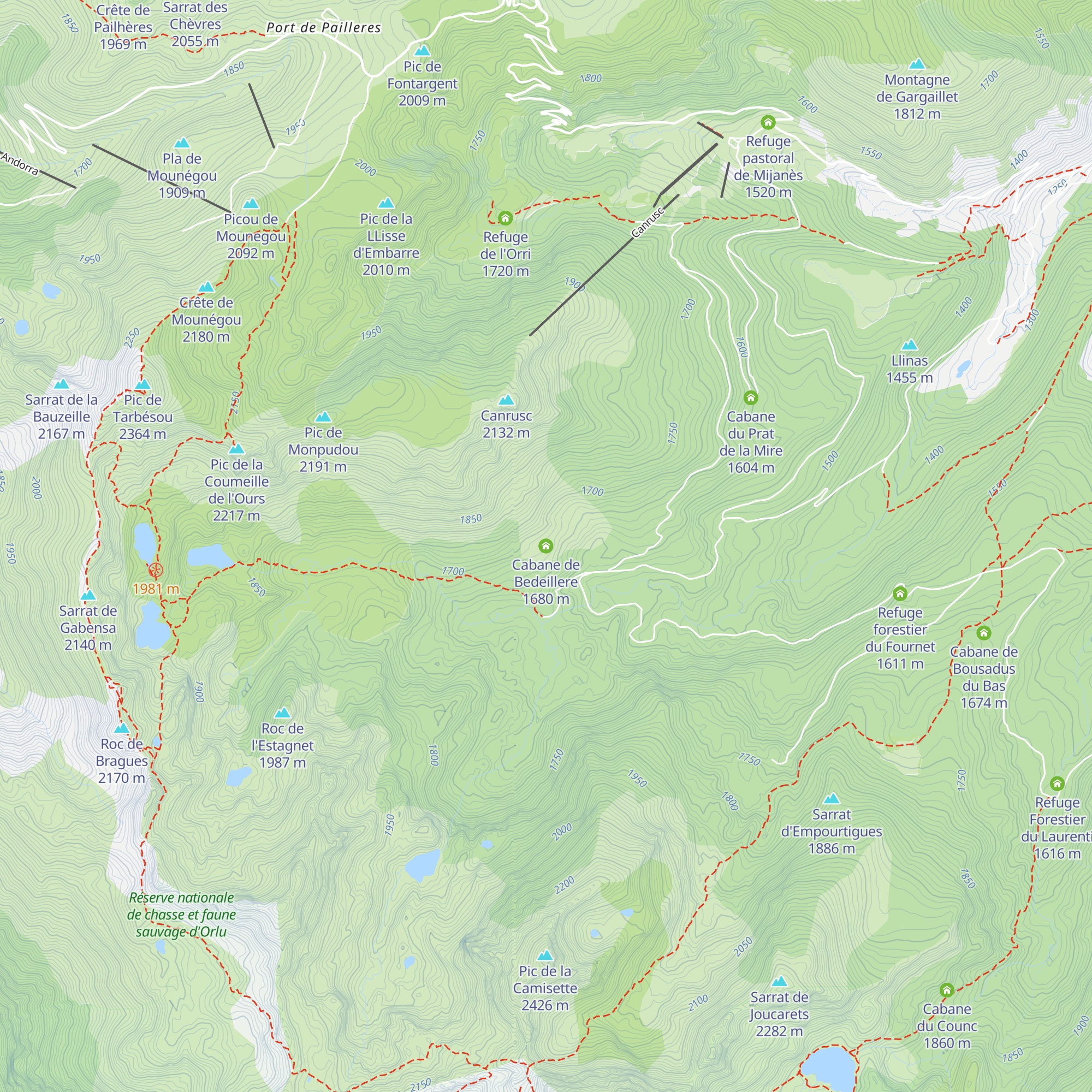 Cabane de Bedeillere map