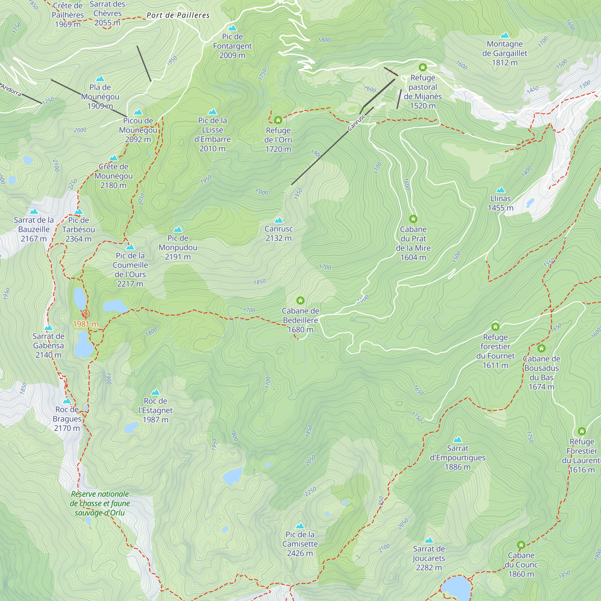 Cabane de Bedeillere map