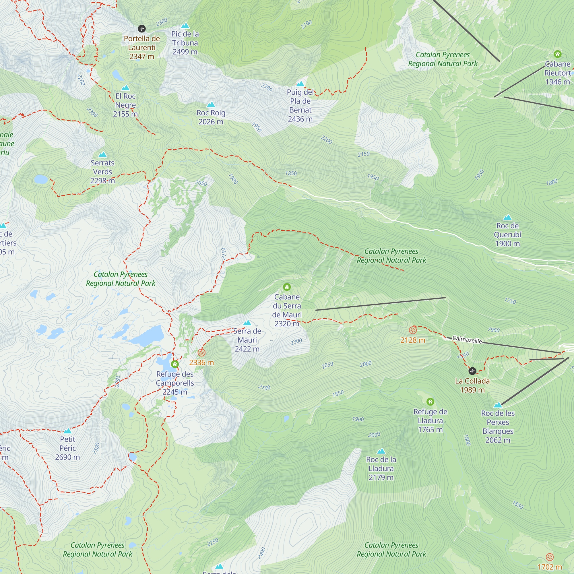 Cabane du Serra de Mauri map