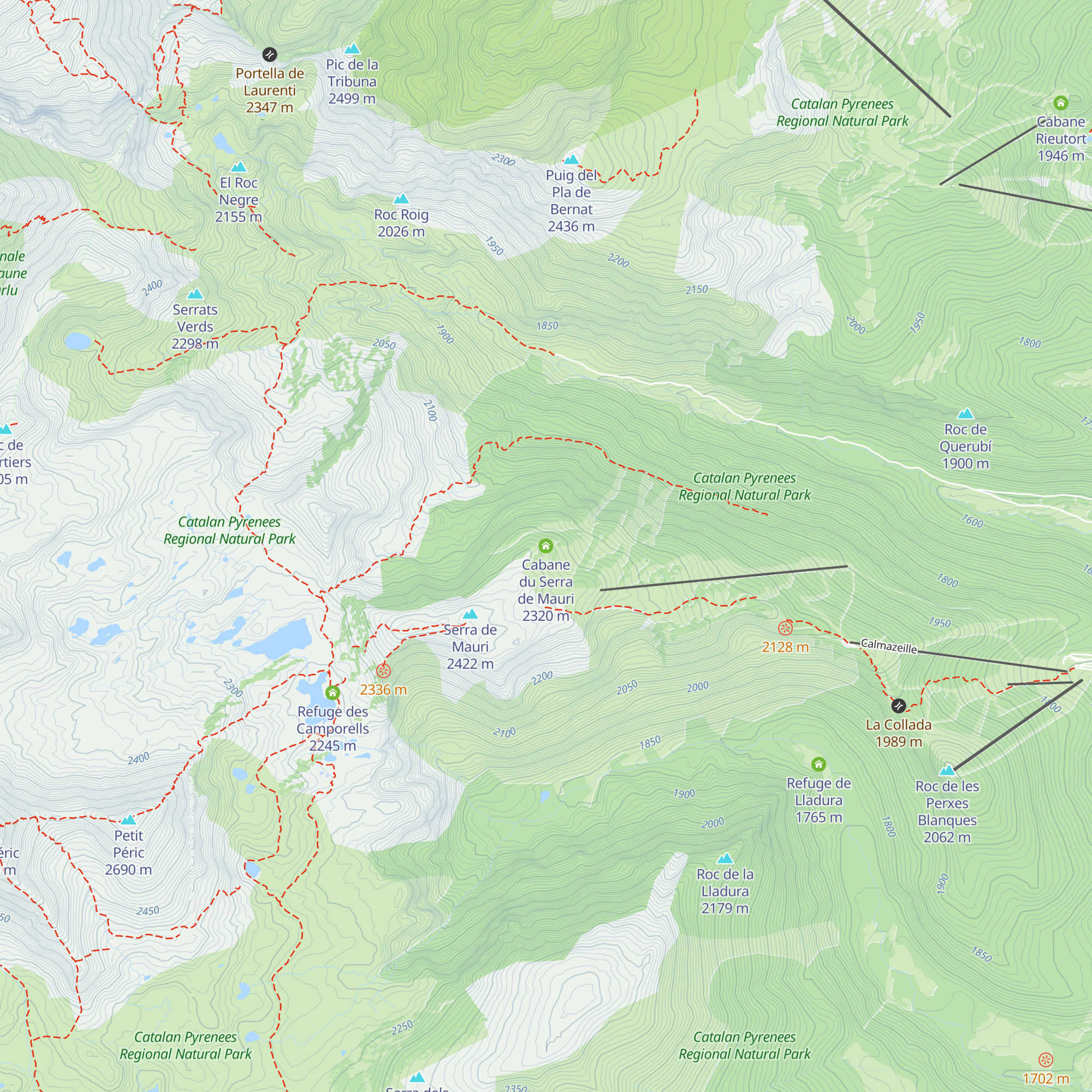 Cabane du Serra de Mauri map