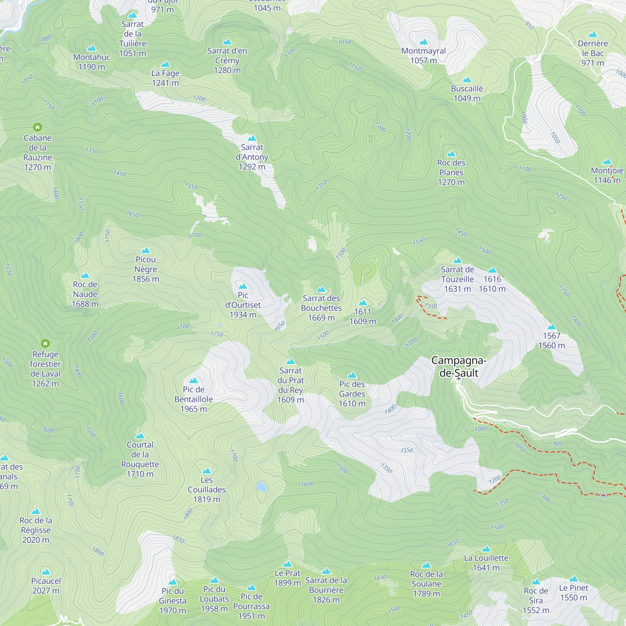 Refuge d'Ourtiset map
