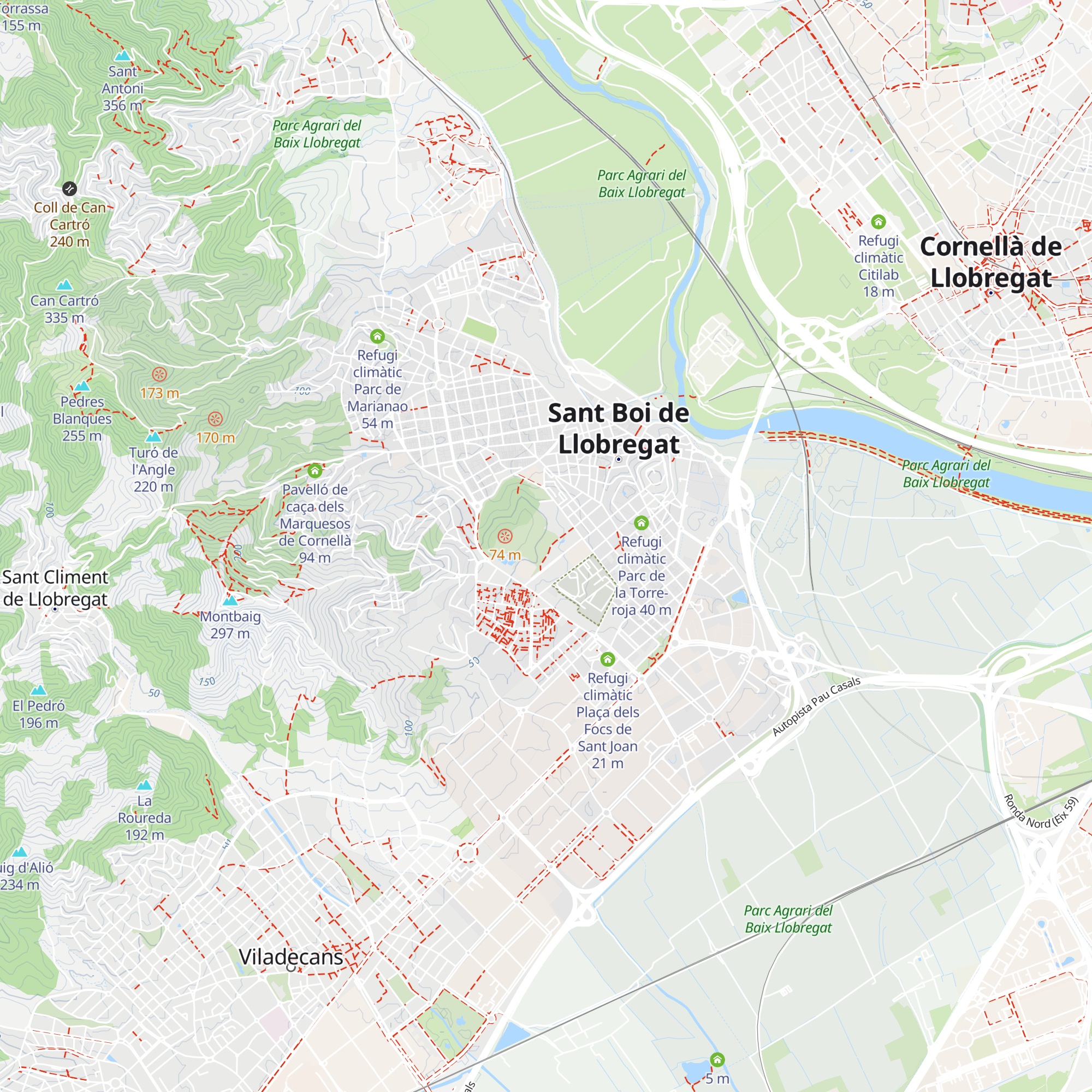 Refugi climàtic Biblioteca Jordi Rubió i Balaguer map