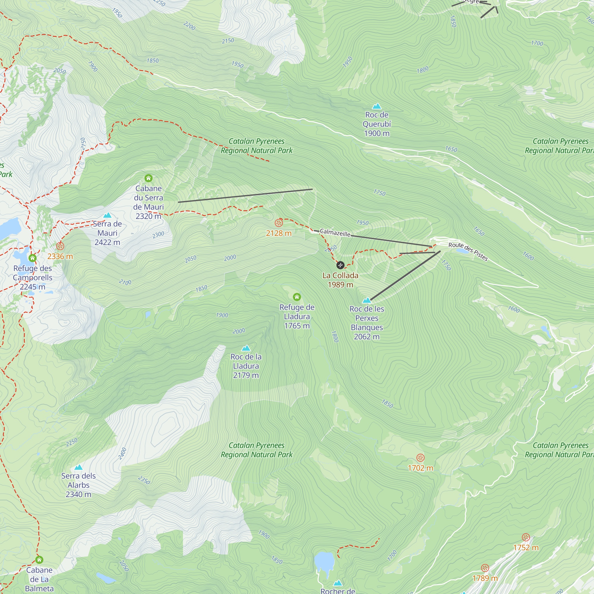 Refuge de Lladura map