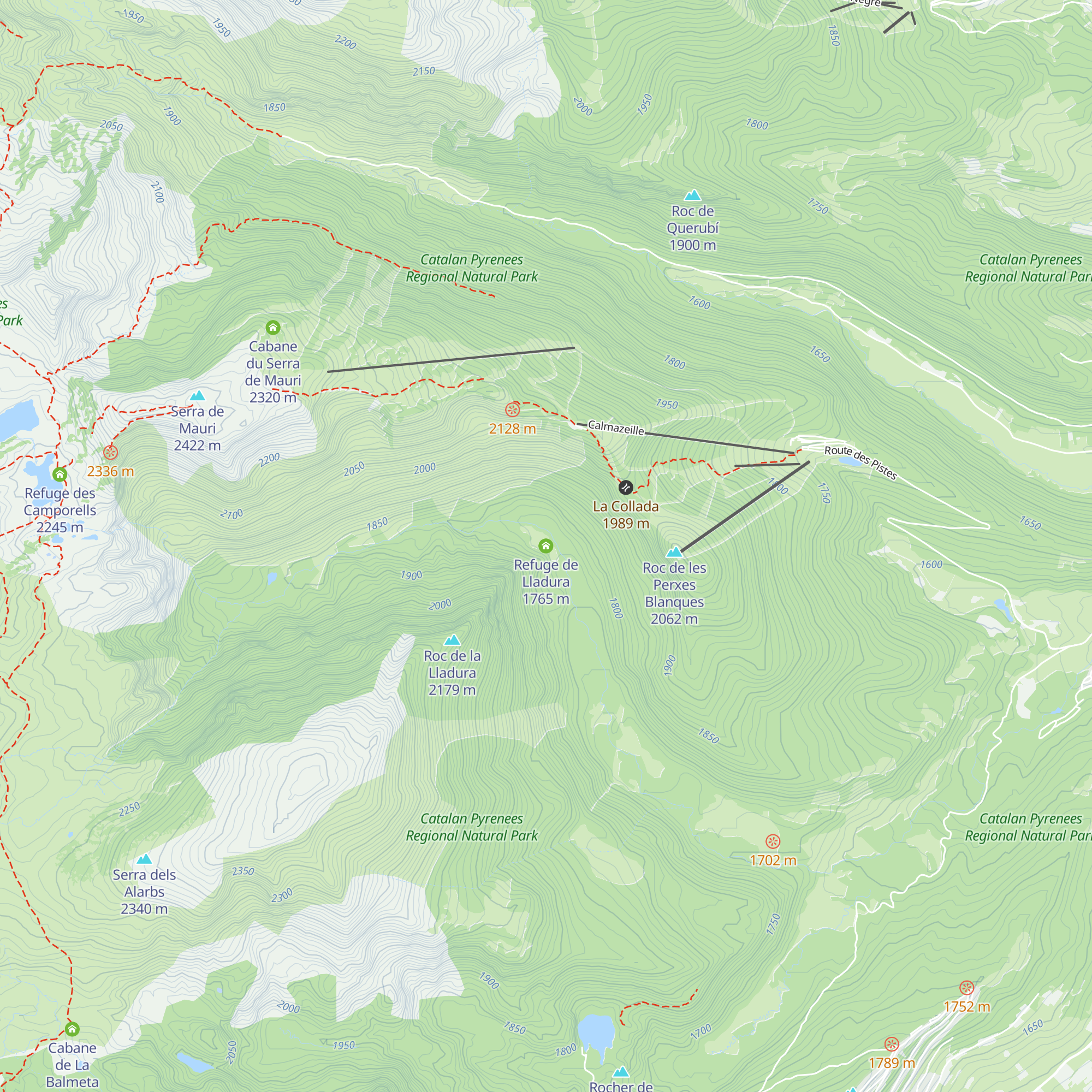 Refuge de Lladura map