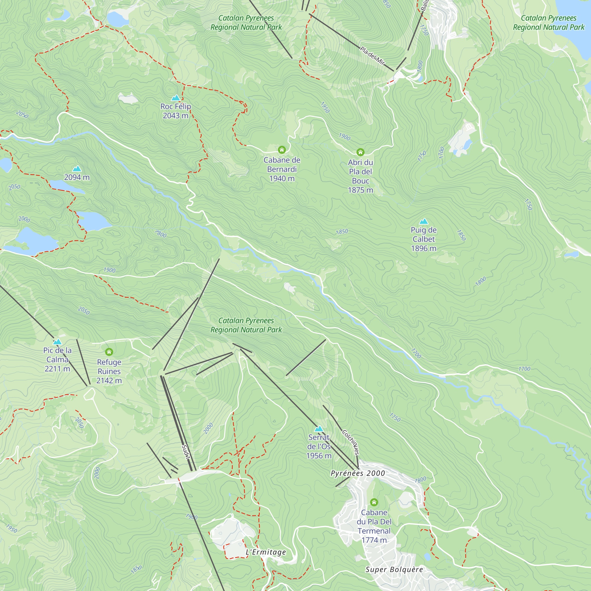 Cabane de la Jaça de Los Cabres map