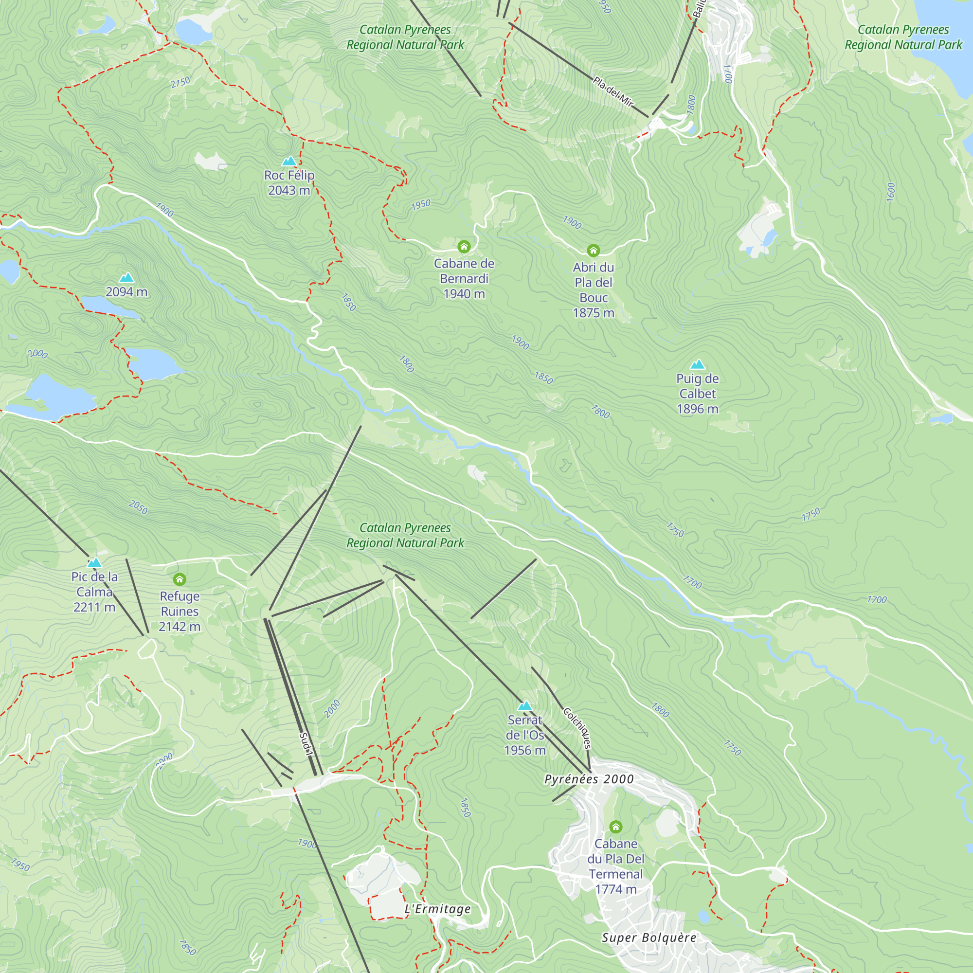 Cabane de la Jaça de Los Cabres map