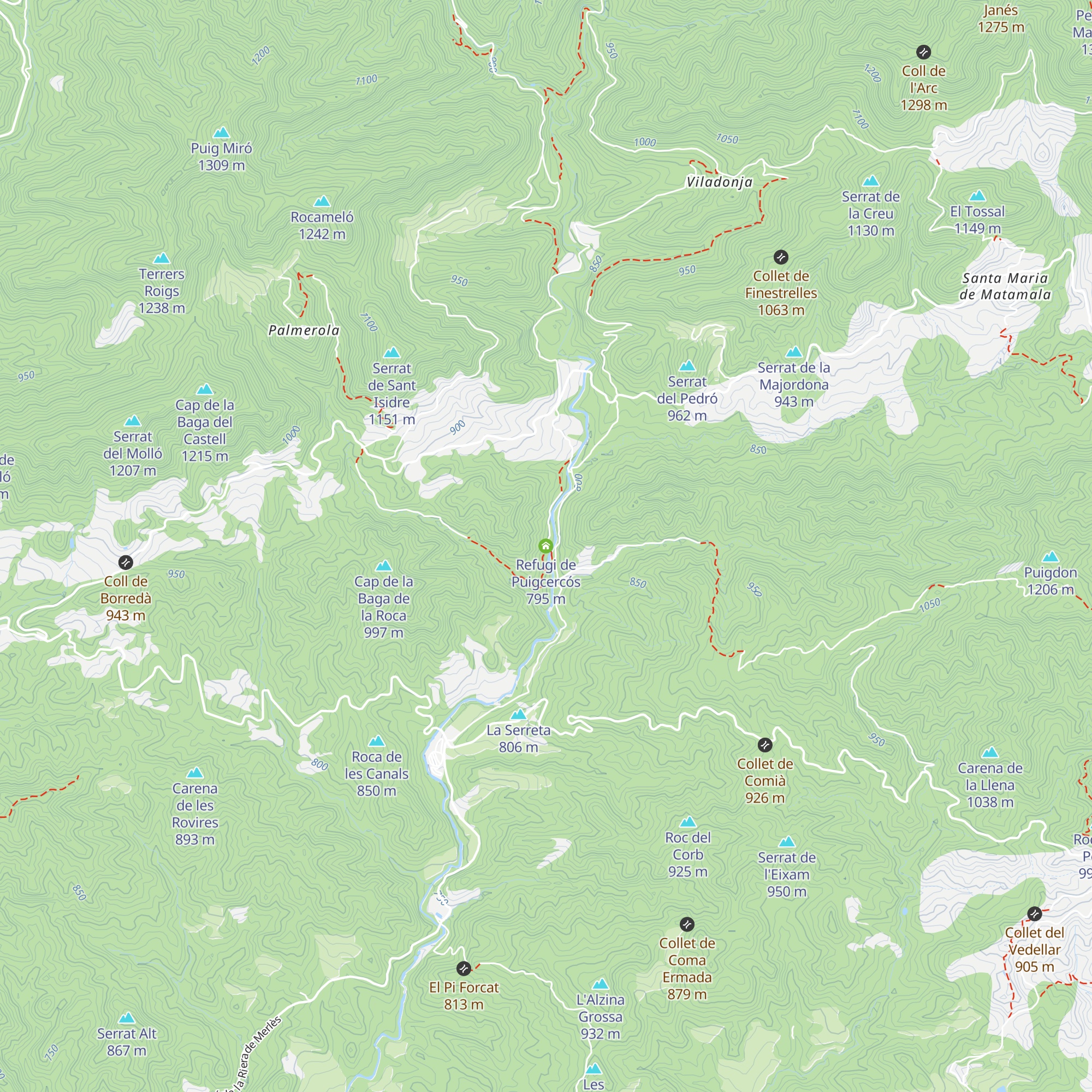 Refugi de Puigcercós map