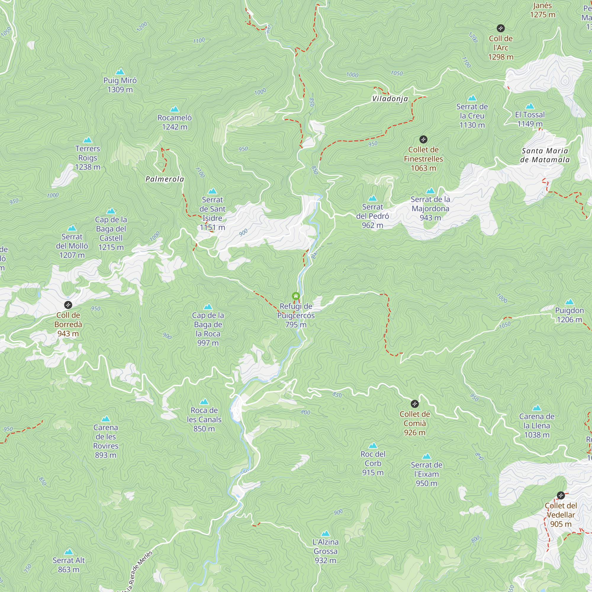 Refugi de Puigcercós map