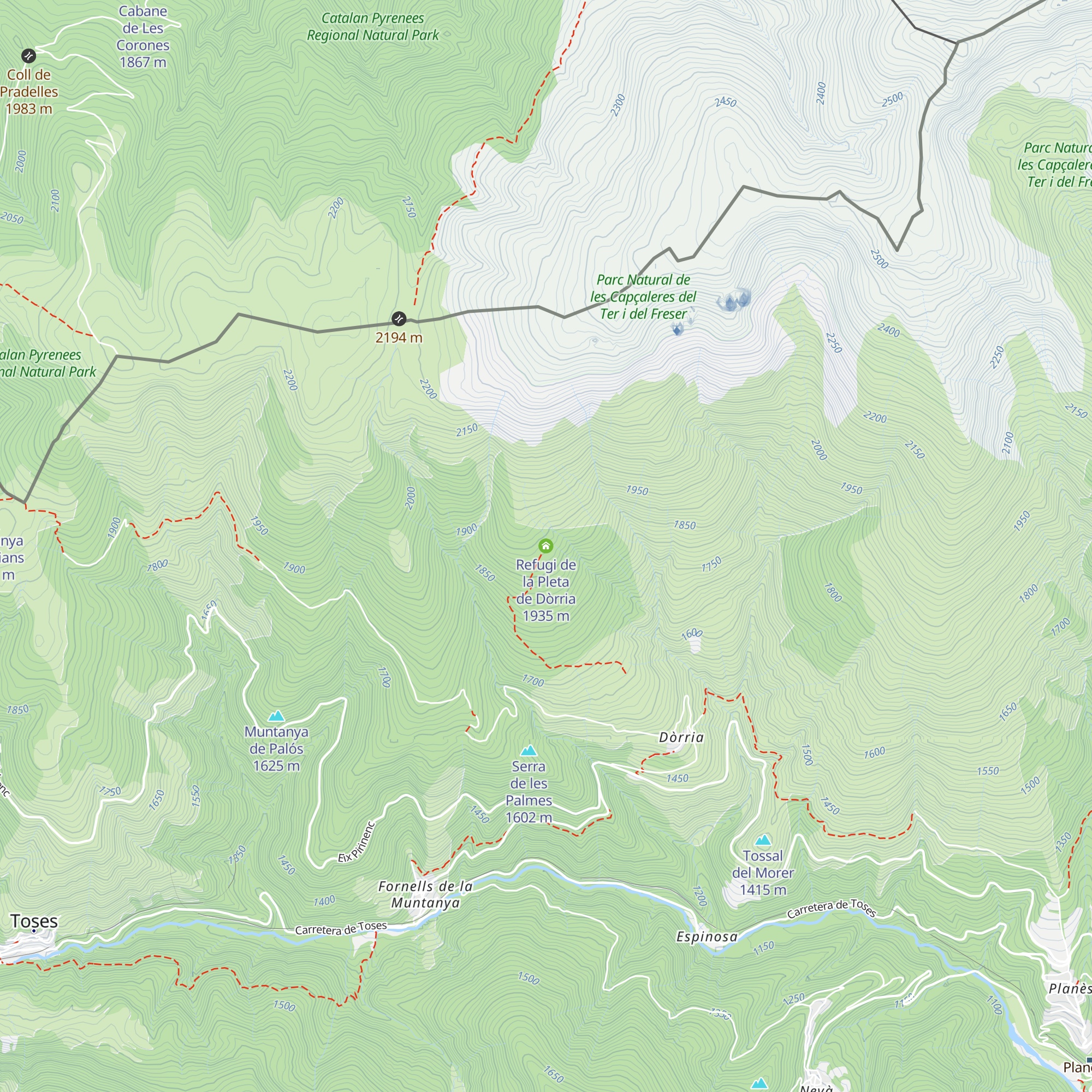 Refugi de la Pleta de Dòrria map